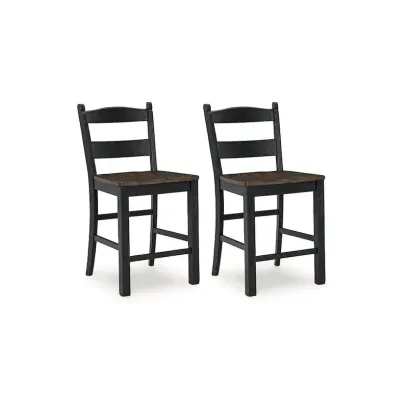 Signature Design by Ashley Valebeck Black and Brown Counter Height Barstool - Dimensions: 20W x 22D x 39H