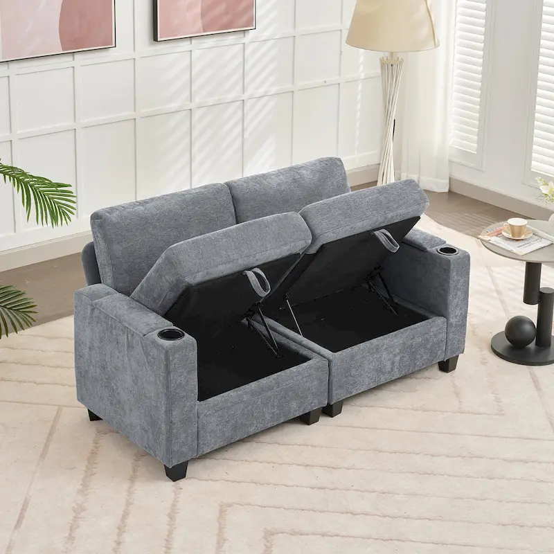 Versatile Chenille Storage Loveseat Sofa