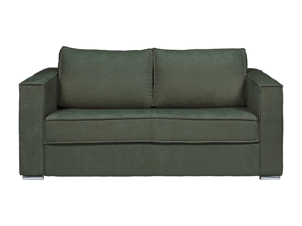 Sofá cama verde de 4 plazas de apertura rápida de tela texturizada - Cama de 160 cm - Colchón de 18 cm LORETO