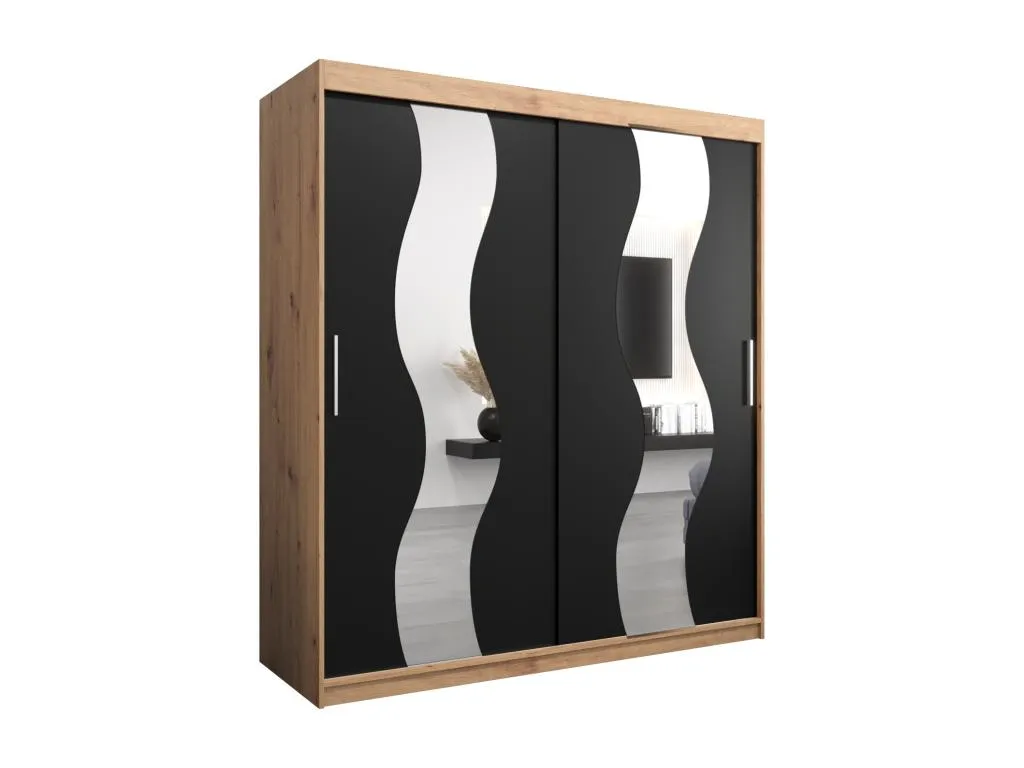 Armario Boverdeco de puertas correderas 200/180/62 2 puertas (artisan/negro)
