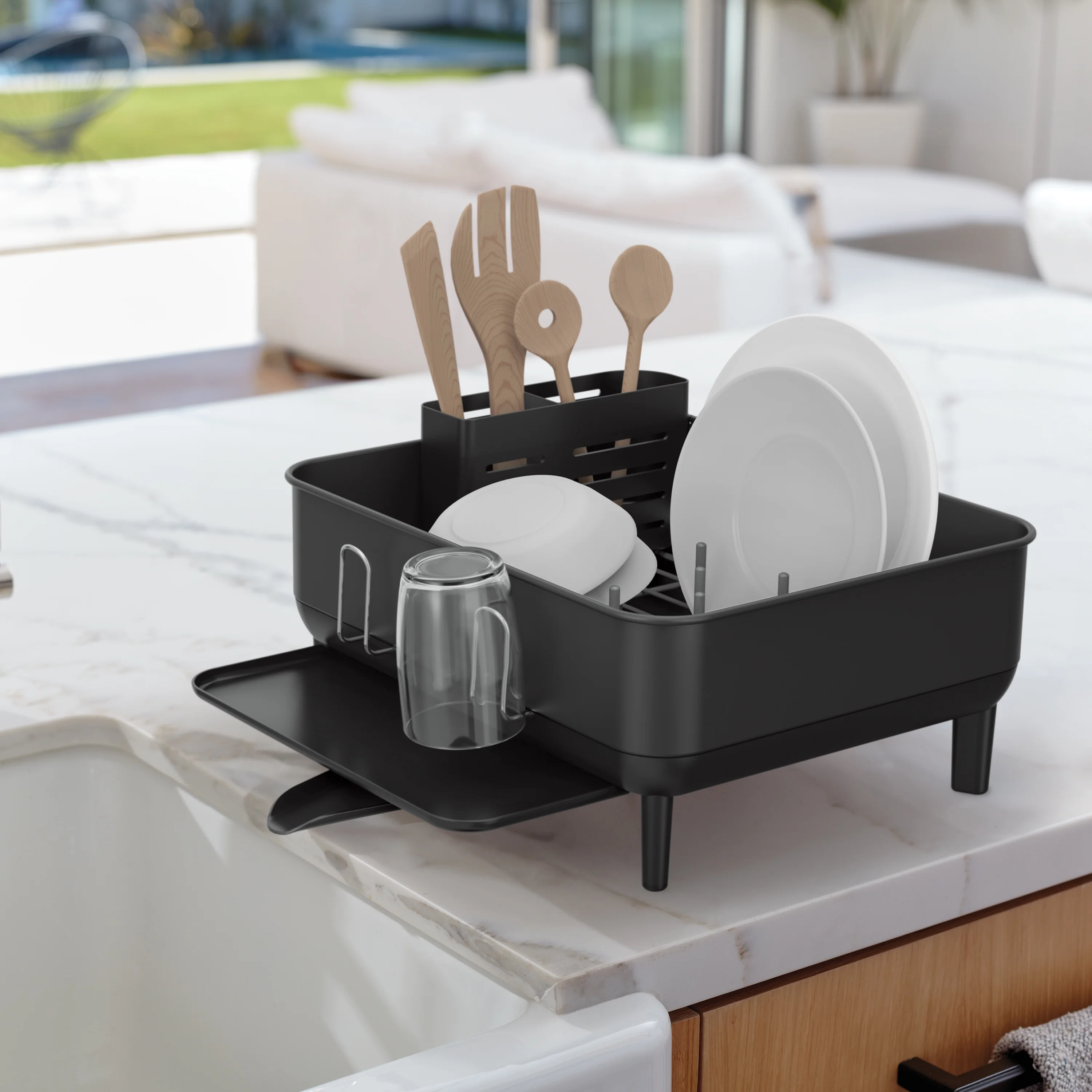 simplehuman Kitchen Dish Drying Rack, Fingerprint-Proof Stainless Steel Frame, Grey Plastic - Image 17