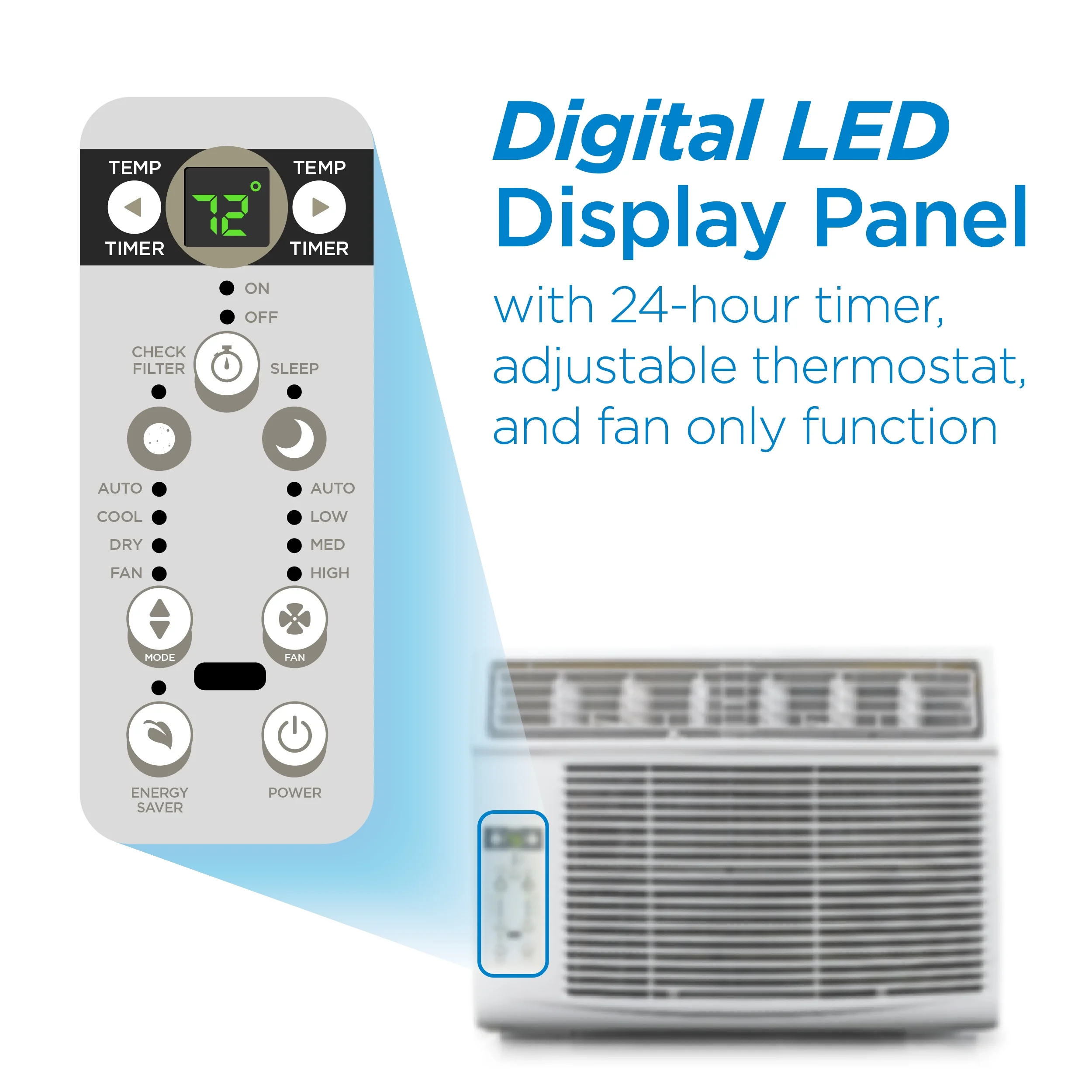 COMMERCIAL COOL 14,500 BTU Window Air Conditioner with Remote Control and Adjustable Thermostat, cools up to 750 Sq. Ft. with Electronic Controls & Digital Display CWAM145W6C - Image 4