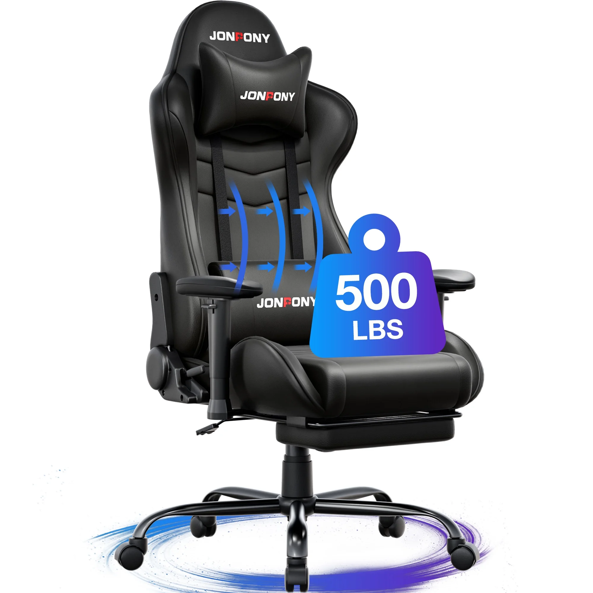 JONPONY Big and Tall 500LBS Gaming Chair, Ergonomic Design, Gamer Chair PU Leather with Footrest and Lumbar Support, High Back Office Chair Support 8 Hours Long Sitting, Computer Chair,Red - Image 68