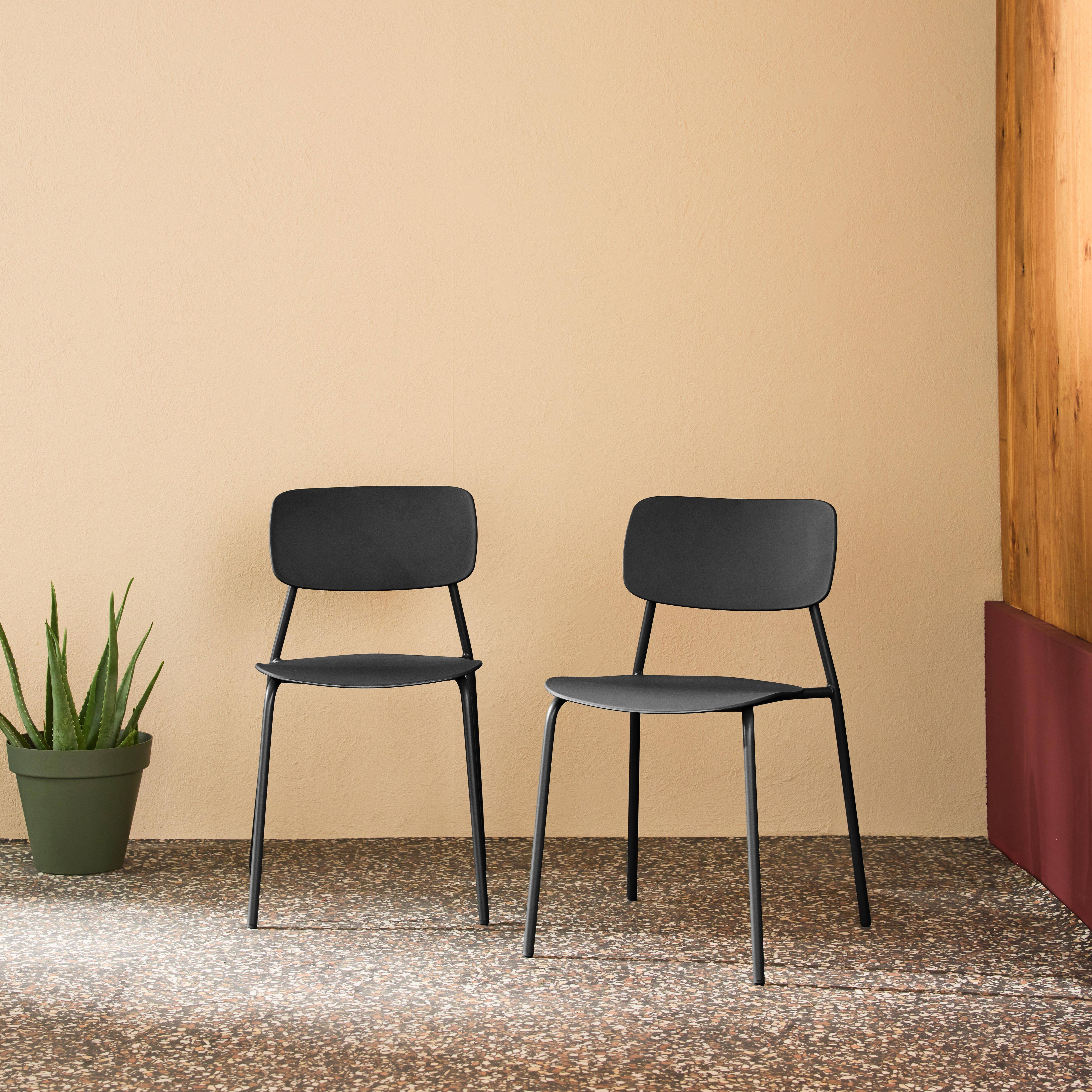 Liva - Silla de jardín apilable de acero, set de 2