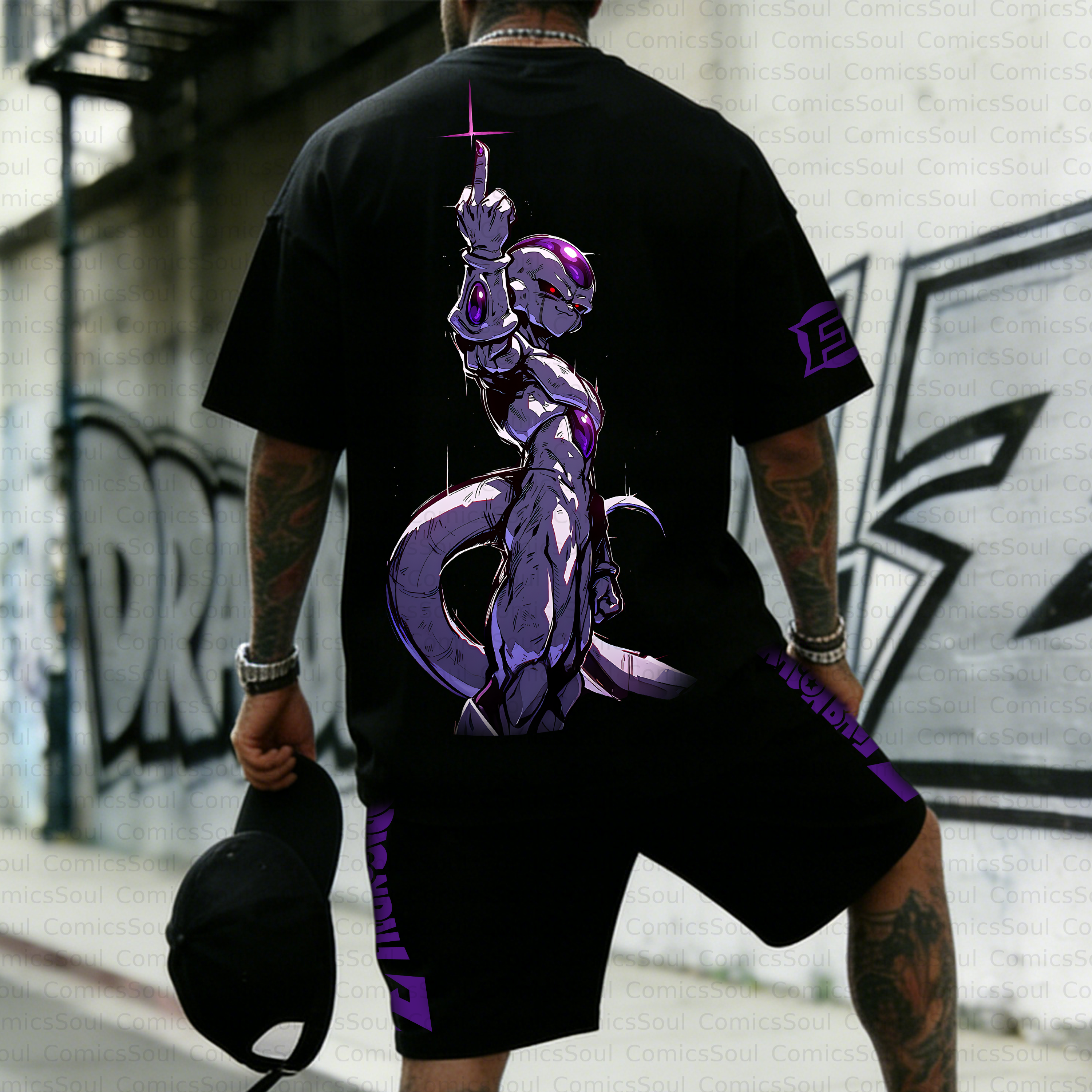 Unisex Anime Inspired Vintage T-shirt& Shorts 2 Pieces Set