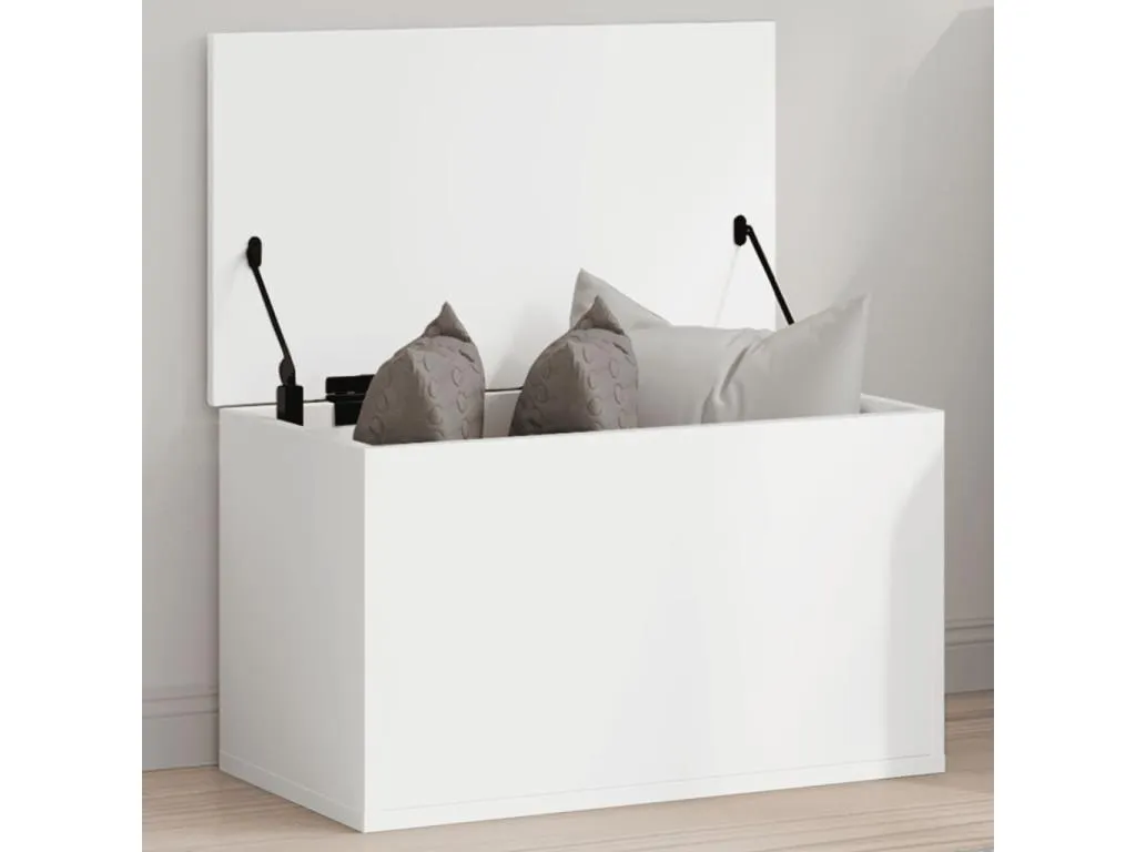 Caja de almacenamiento blanca 60x35x35 cm de madera contrachapada wkm3607528