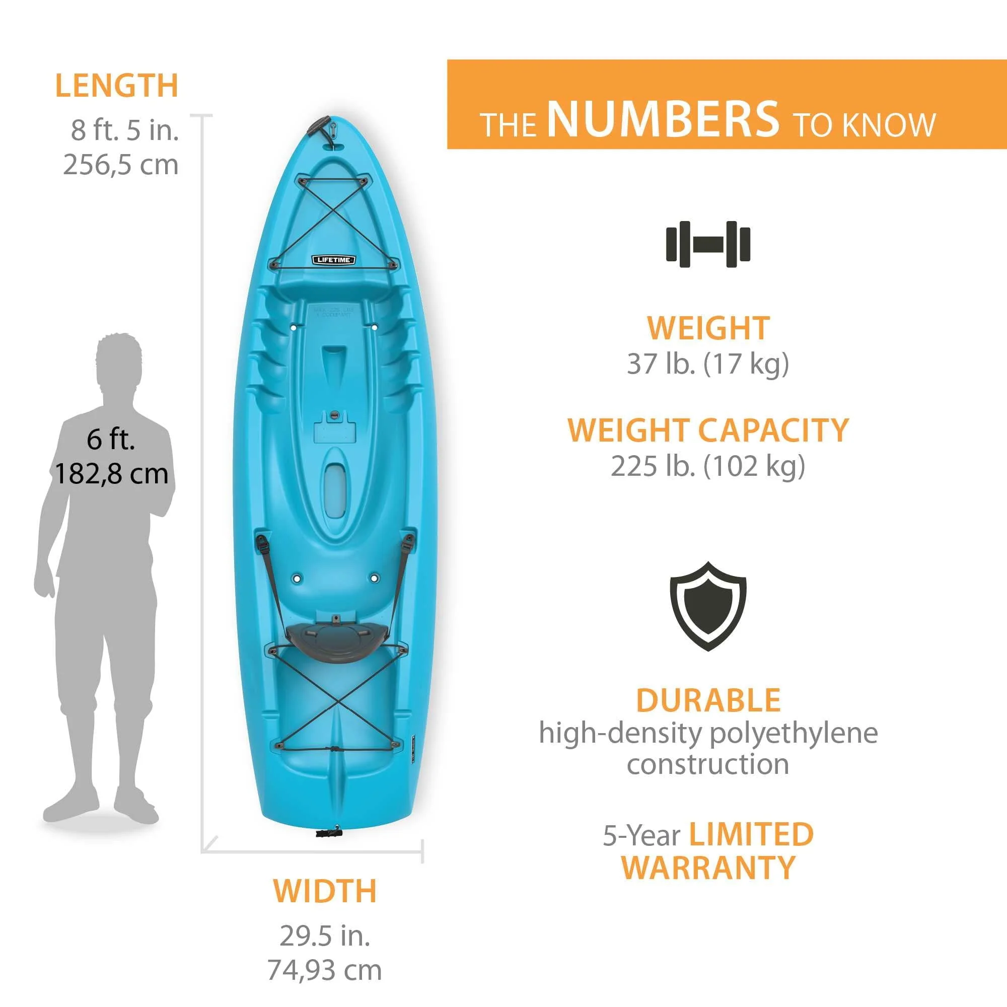 Lifetime Hydros 101 inch Sit-on-Top Kayak, Glacier Blue (90594) - Image 2