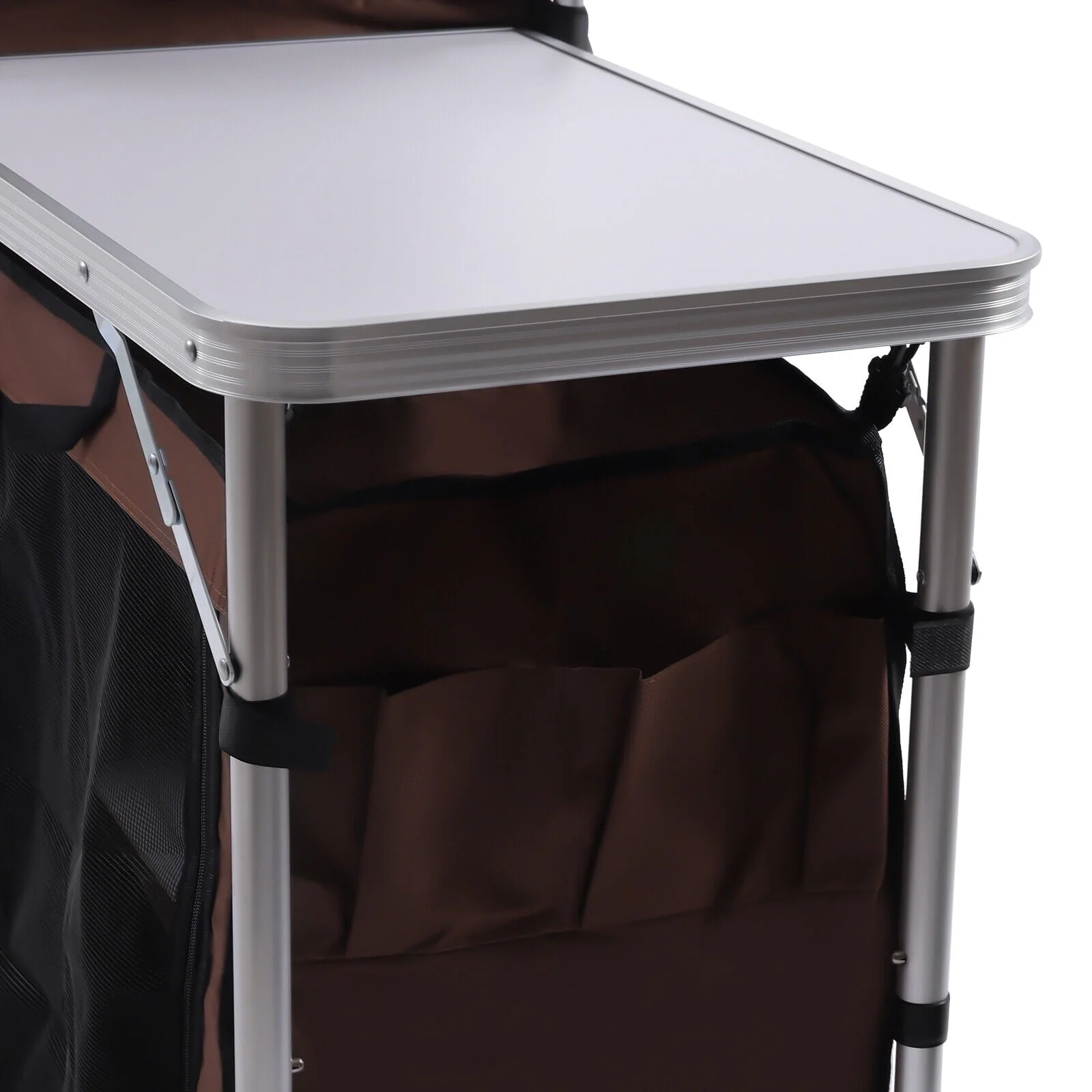 Camping Table with Storage Organizer and Windscreen Portable Outdoor Cooking Table Foldable Camp Table Camping Kitchen Station with 2 Side Tables for BBQ Grill Picnics - Image 10