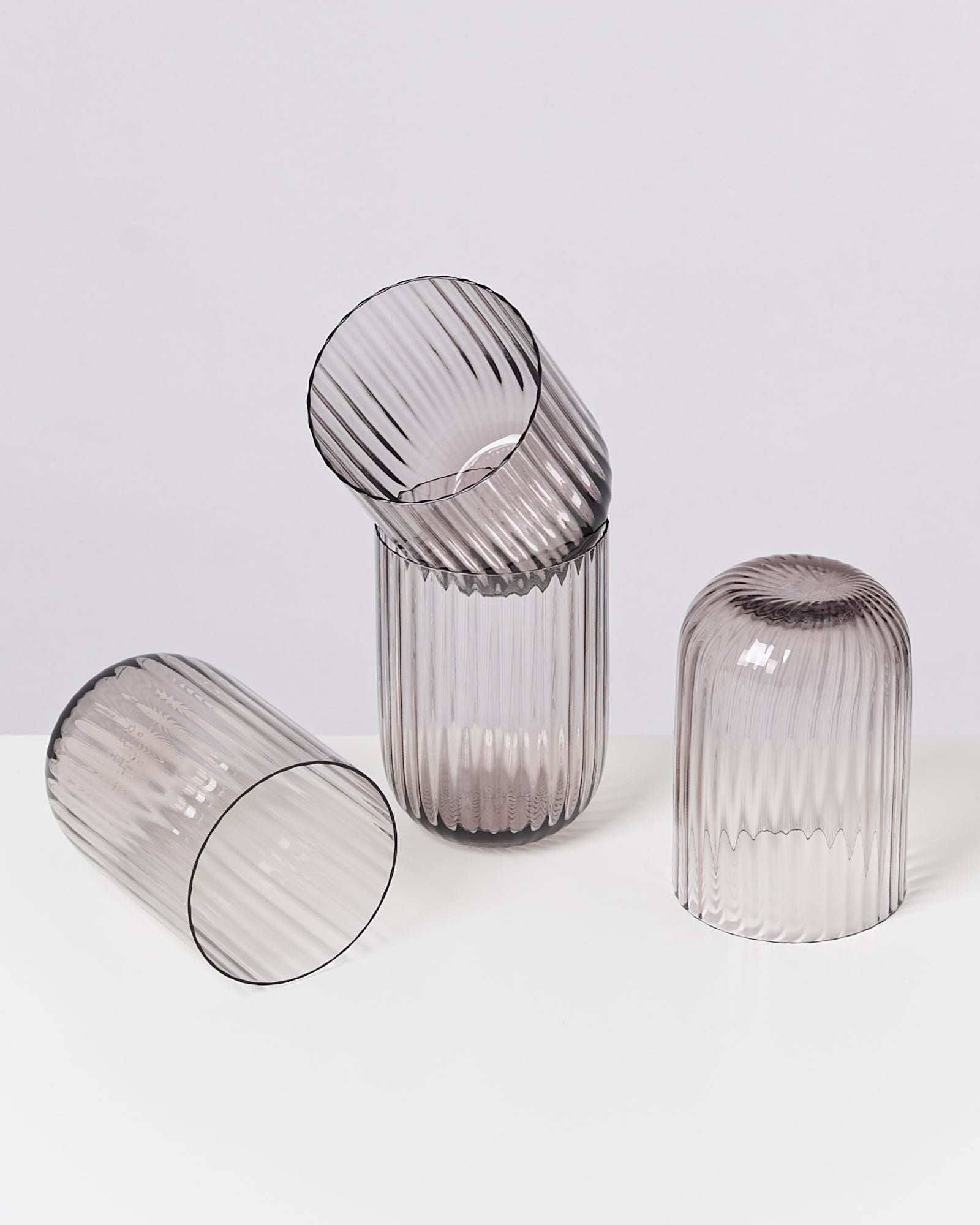 Joia Glas klein riffled grau 4er-Set