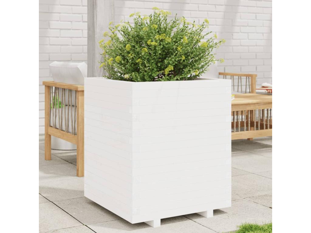 Jardinera madera maciza de pino blanco 60x60x72,5 cm