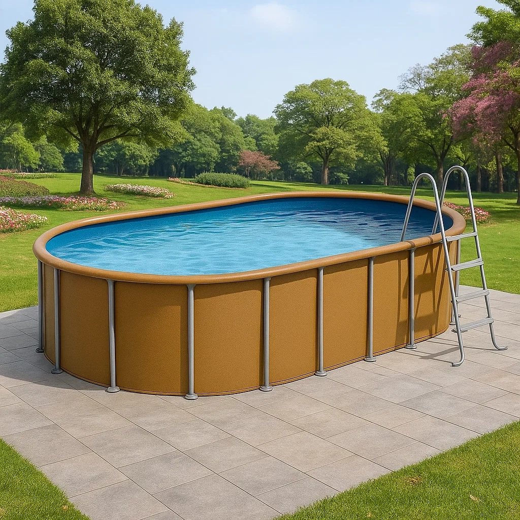 Piscina tubular ovalada 472x286x104 cm colores marrón/azul BlMtaXG145gb