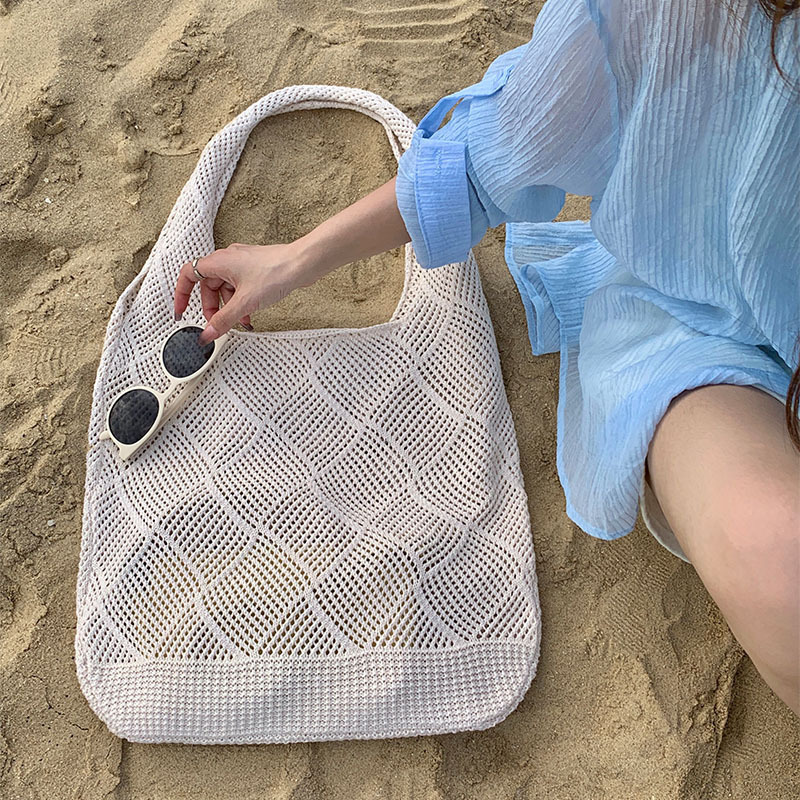 Cross-border Temu Amazon best-selling shoulder bag, casual style bag, women's shopping bag, spring and summer hollow woven design
