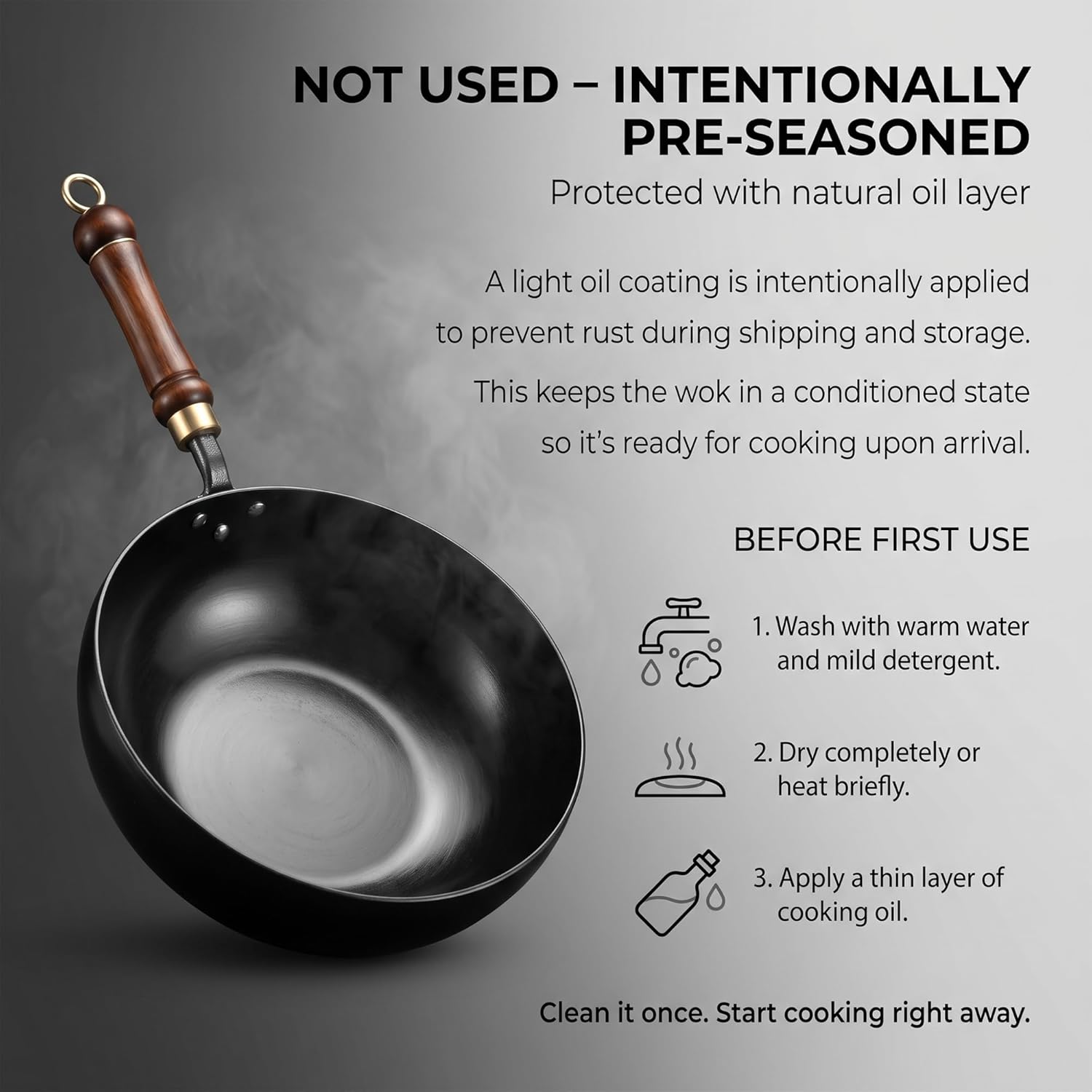 Cast Iron Wok Japanese Cookware with Lid Pan Cooking Thick Soup Hand Hammered Frying Pot Hotpot Mini Small Asian Non-stick Upgraded Sauce Steel Carbon Deep Enamel Skillet(No Lid,11in)