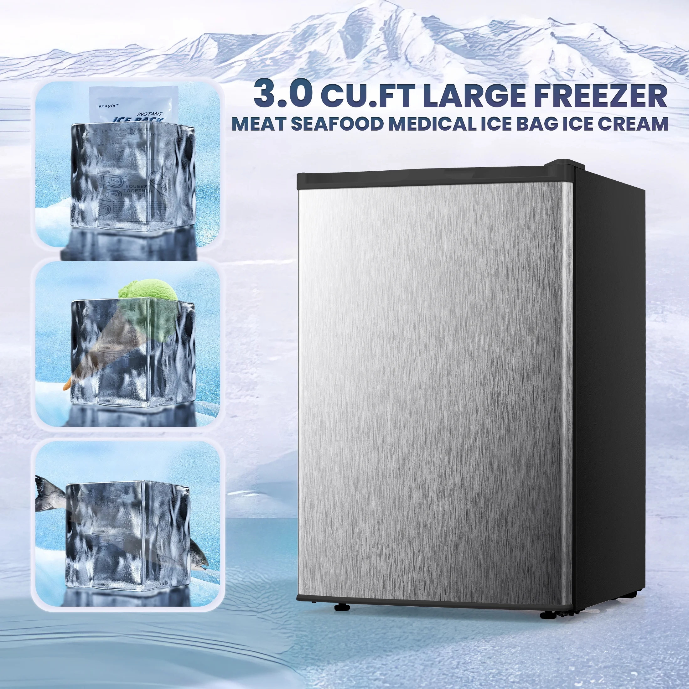 Electactic Upright Freezer, Energy Saving 3.0 Cu.ft Single Door Compact Upright Freezer with Reversible Door(Black) - Image 18