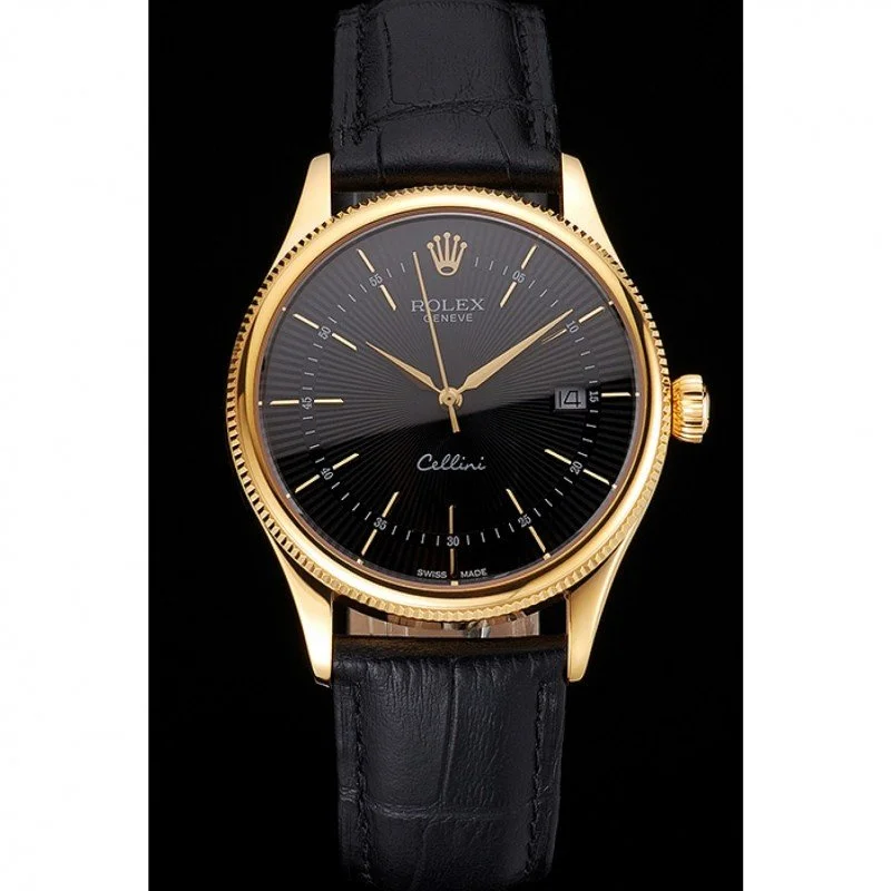 Superclone Rolex Cellini 38mm Black Dial REP016807