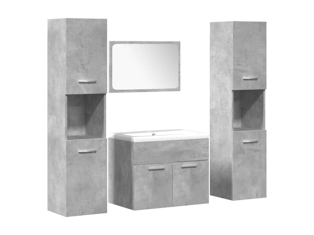 Juego de muebles de baño de 4 piezas en gris hormigón