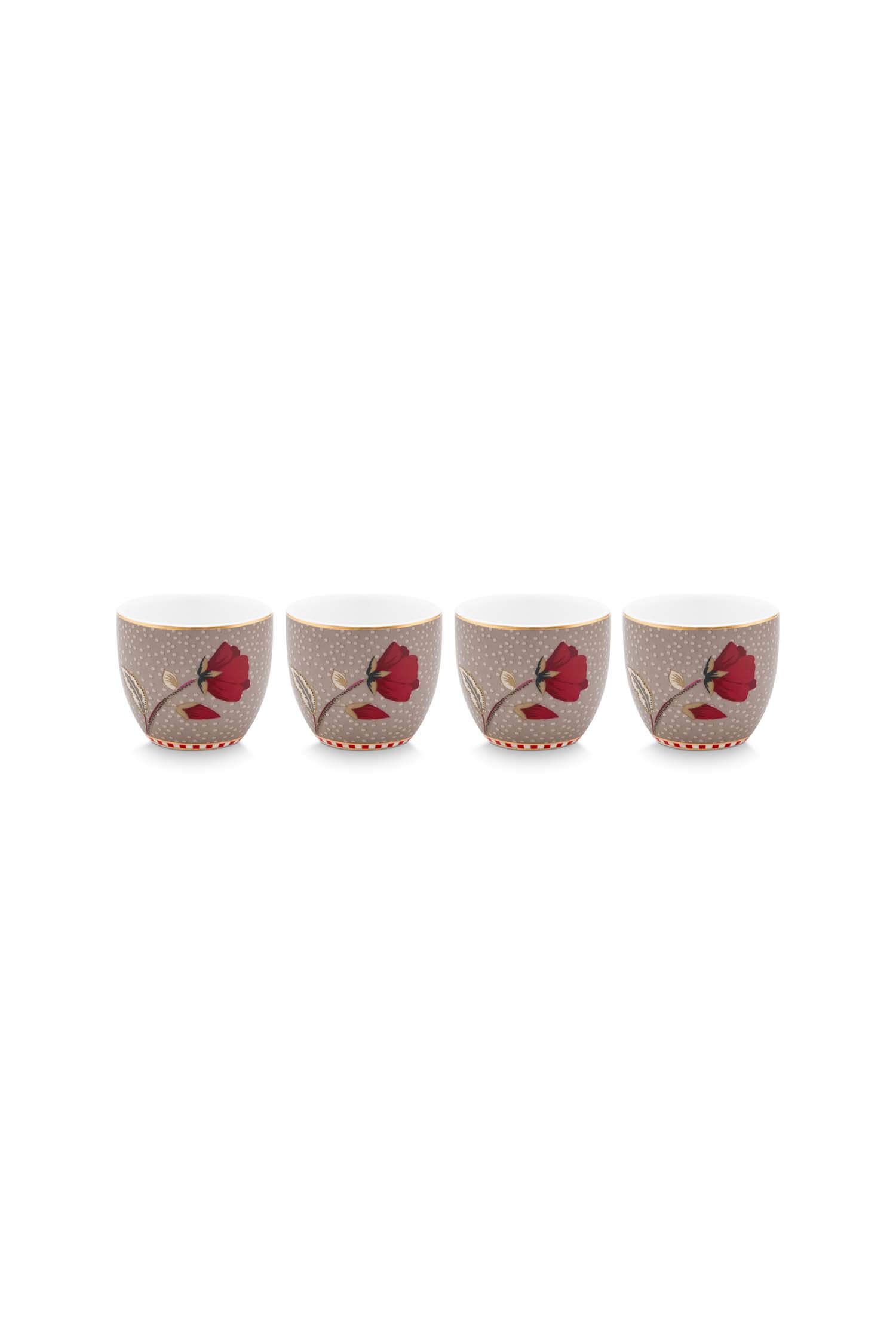 Set/4 Egg Cups Blooming Tales Fantasy Khaki