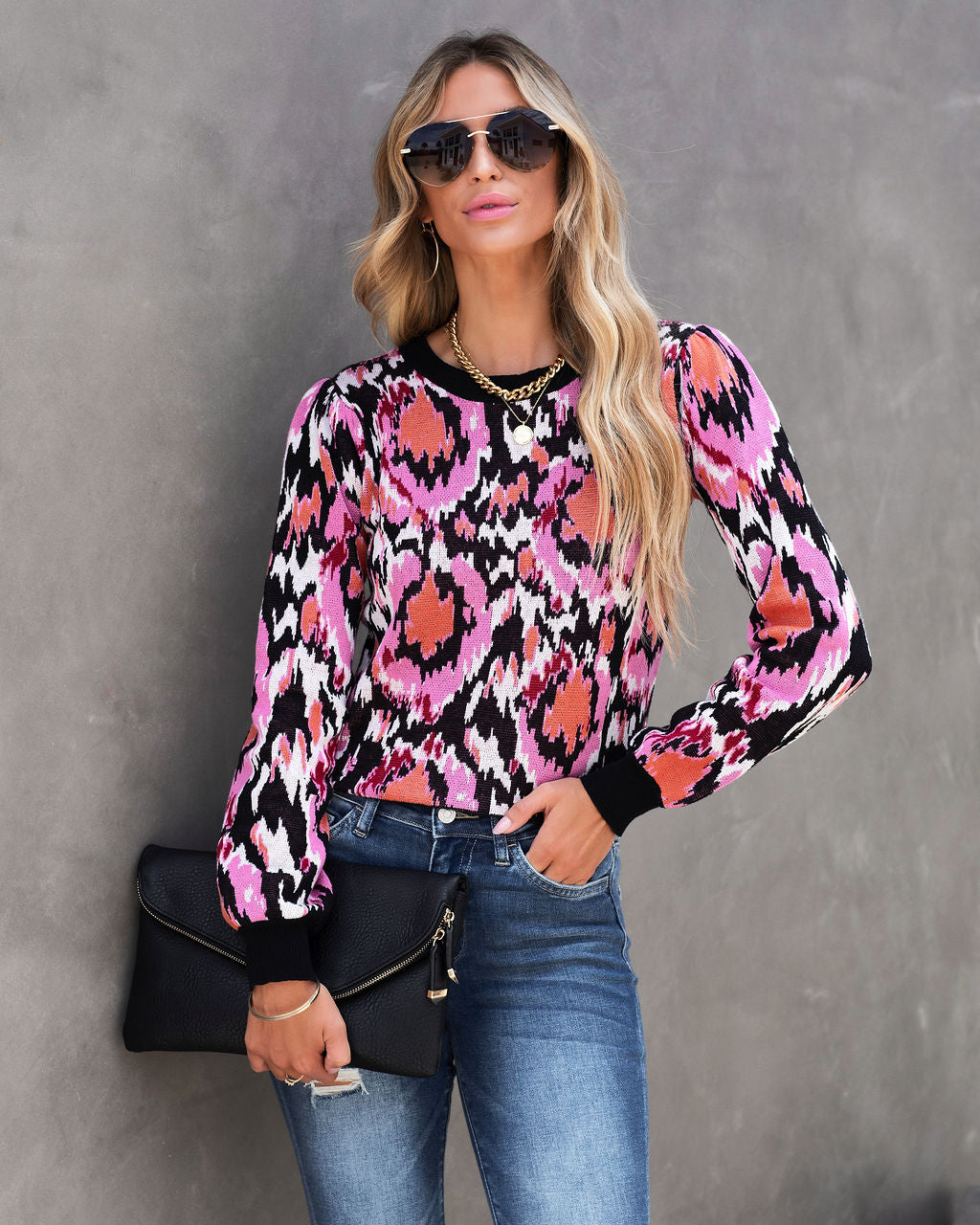 Zoe Printed Pullover Sweater - SALE - Se7enfashion