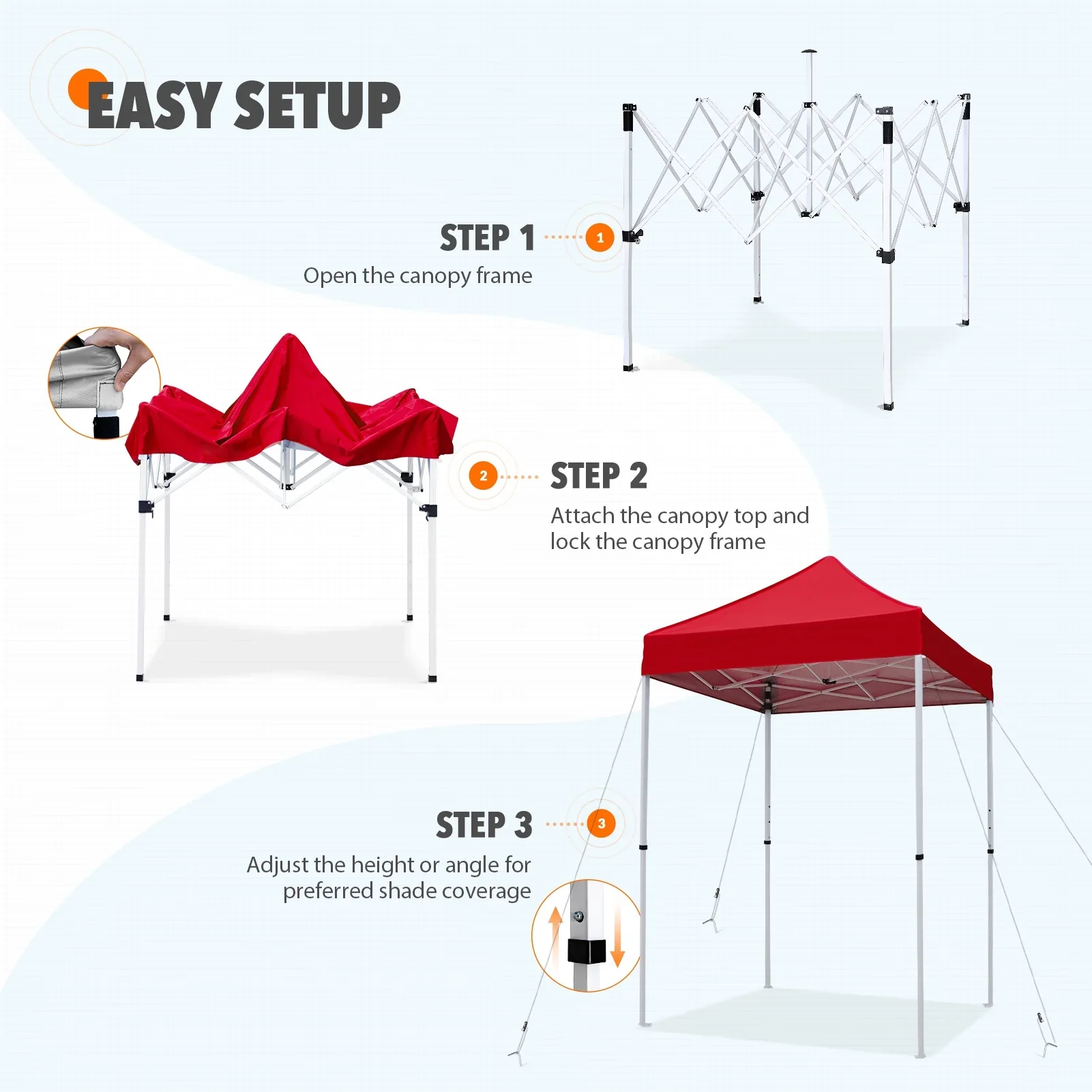 EAGLE PEAK 5x5 Pop up Canopy Tent Instant Outdoor Canopy Easy Set - up Straight Leg Folding Shelter（blue）