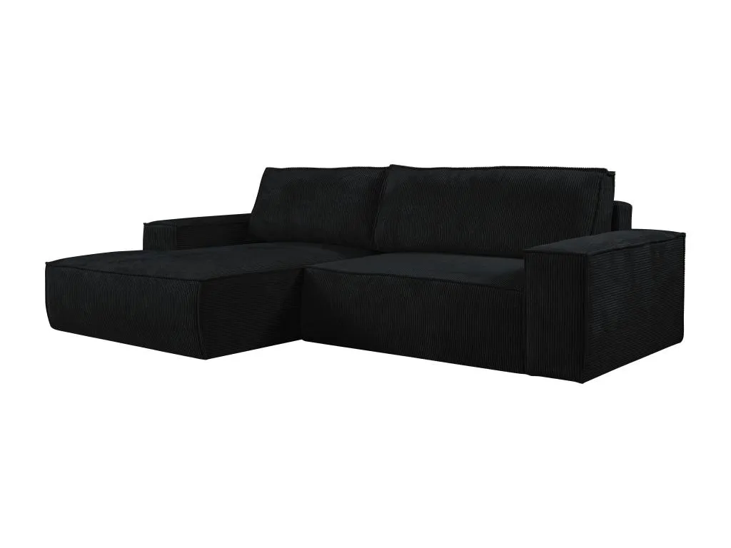 Sofá rinconero izquierdo en terciopelo de algodón negro Nidovia. rea1994995