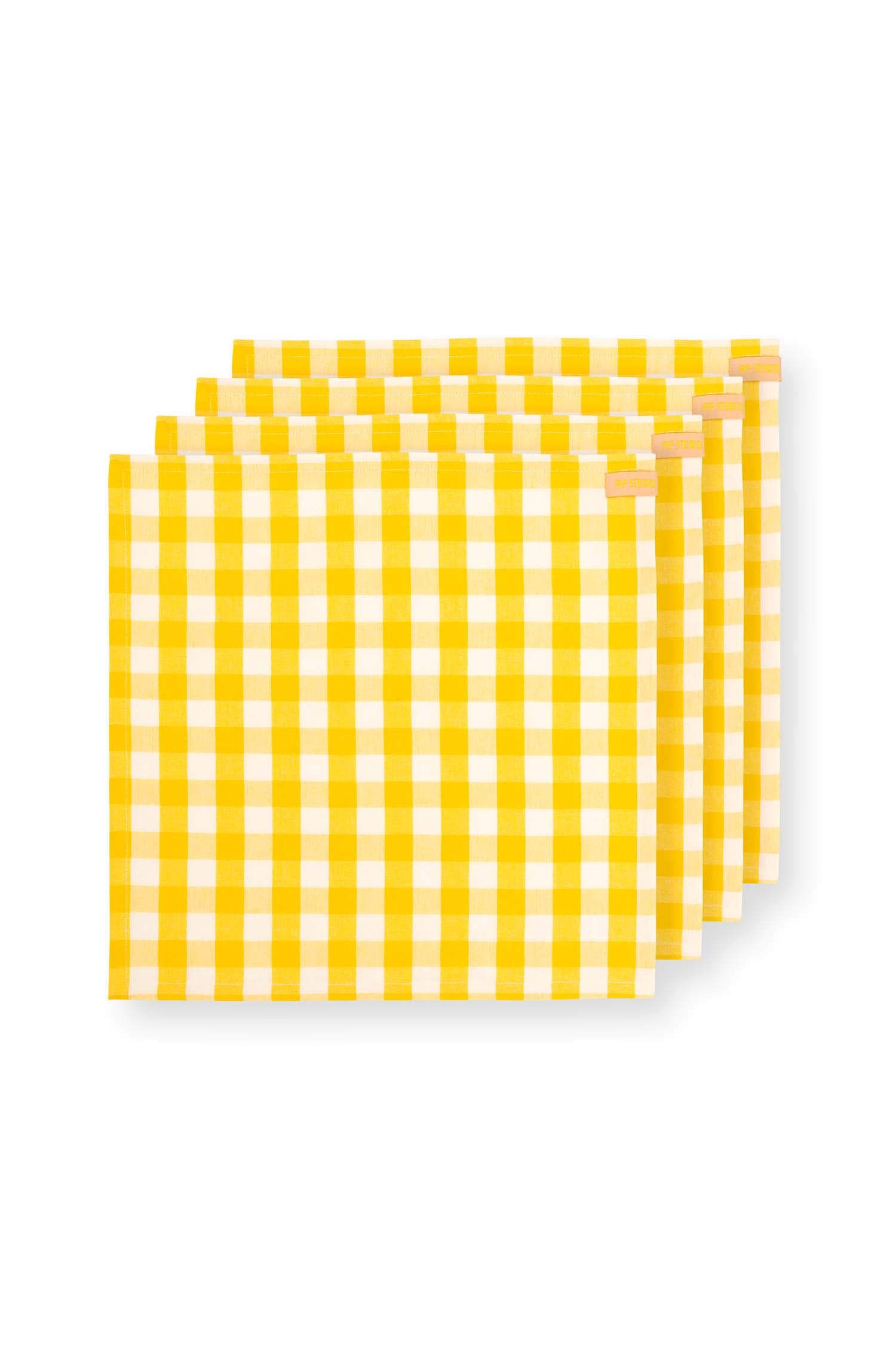 Set/4 Napkins Check Yellow