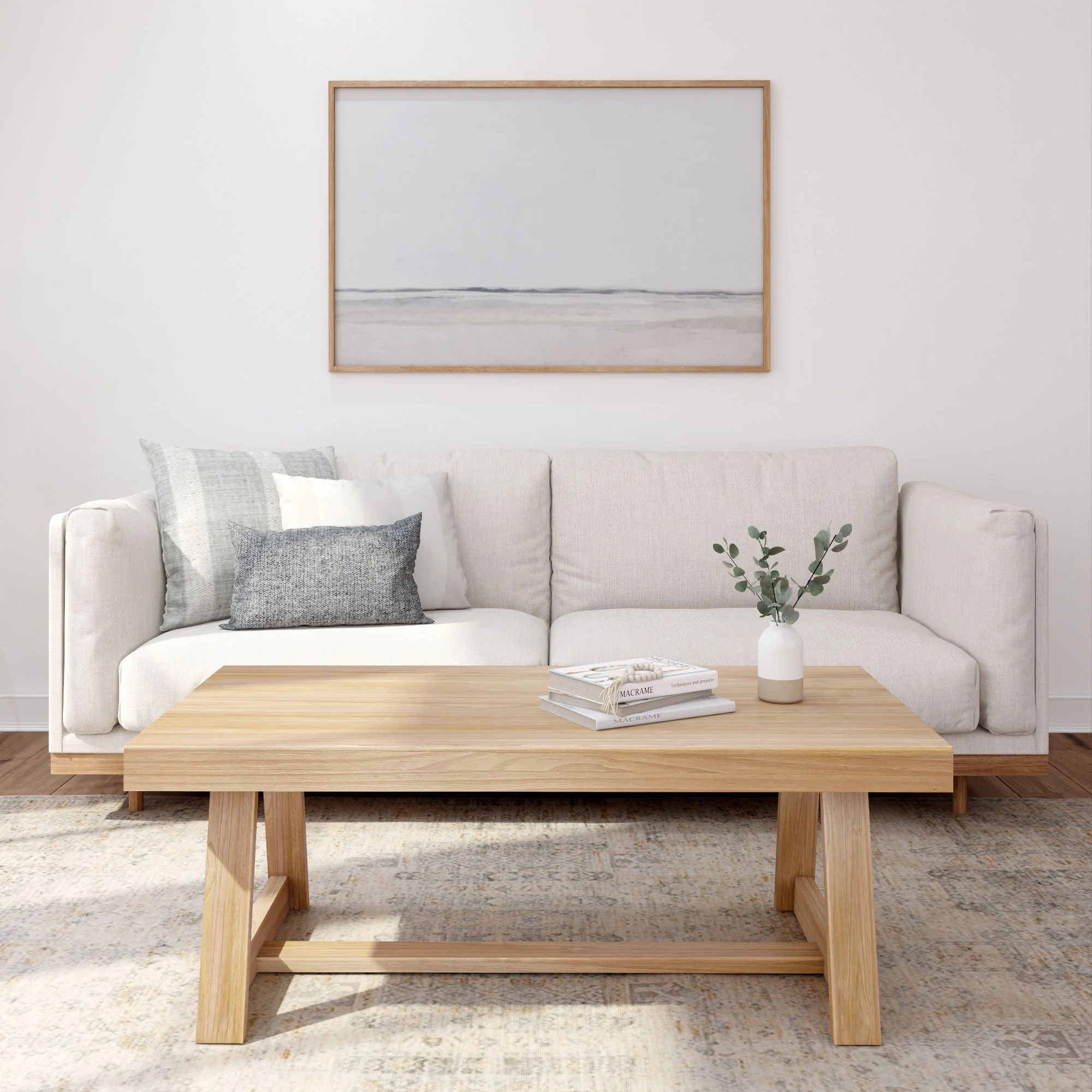 Plank+Beam Farmhouse Coffee Table, 48" Solid Wood Tables for Living Room, Rectangular Center Table - Image 24
