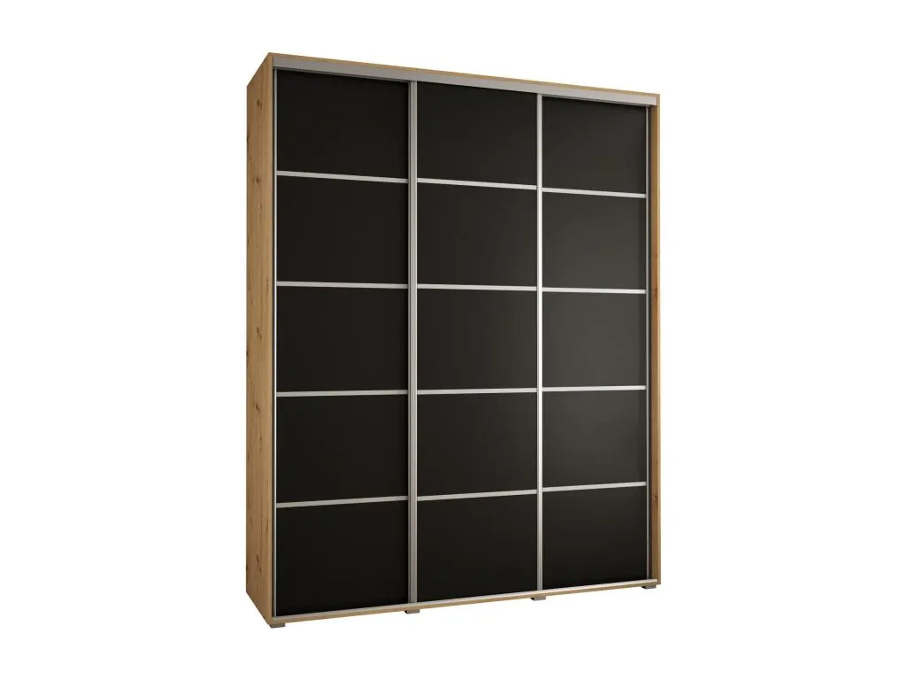 ARMARIO Vivirsingular 4 DE PUERTAS CORREDERAS 235.2/190/60 3 puertas pequeño (Artisan/Negro/Plata) wqrb48206