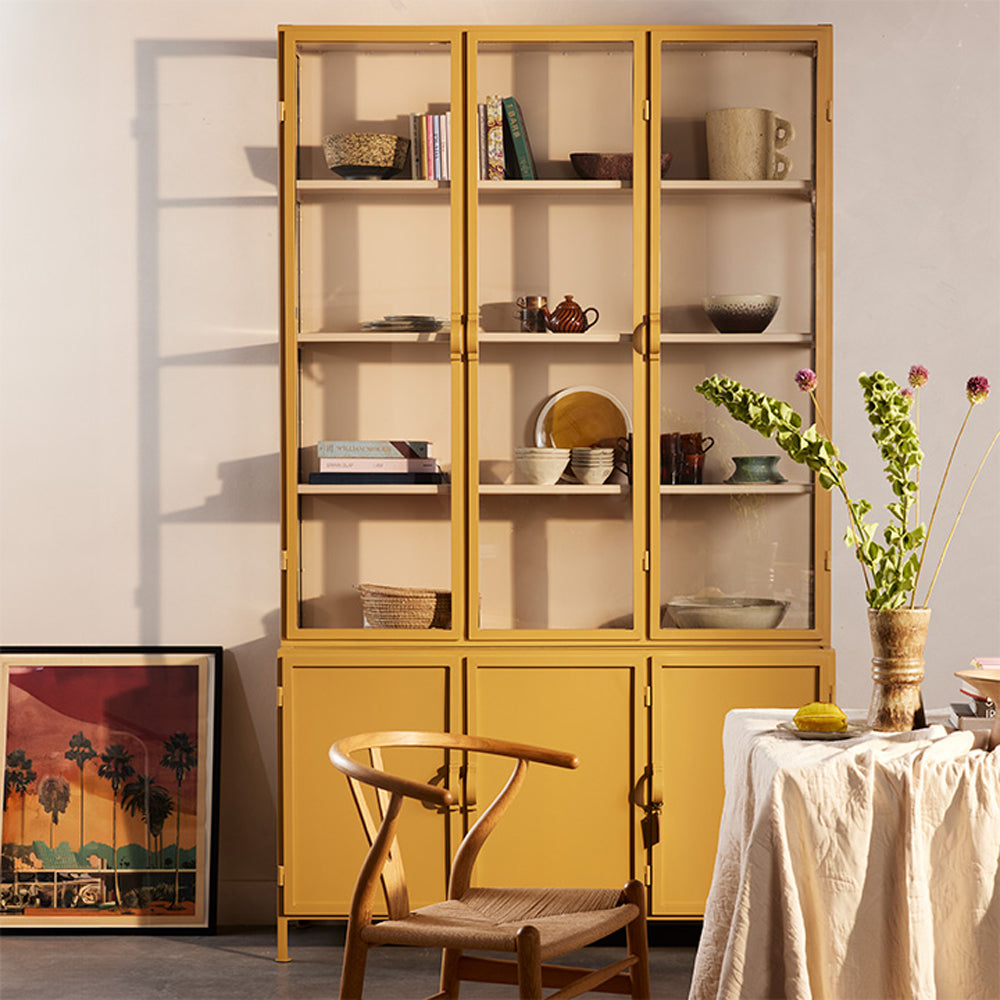 New Routz Detroit Vitrinekast B 142 cm - Mosterd / Zand