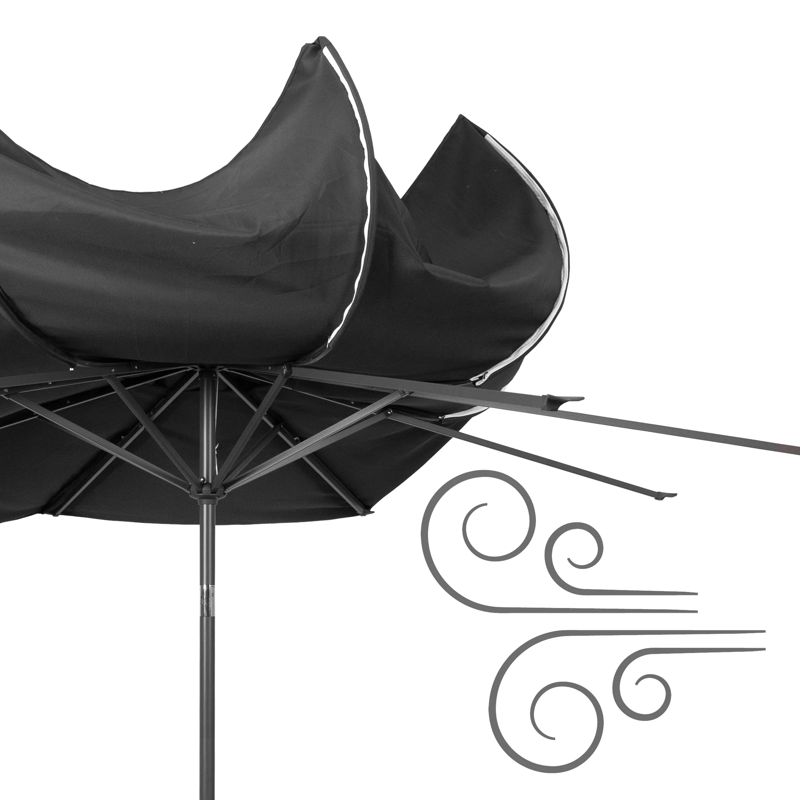 CorLiving 10 Foot Wind Resistant Patio Umbrella, Outdoor Parasol with Crank Tilt, Round Market Umbrella for Patio, Umbrella with Crank, Tilt Umbrella, Outdoor Umbrella, White - Image 13