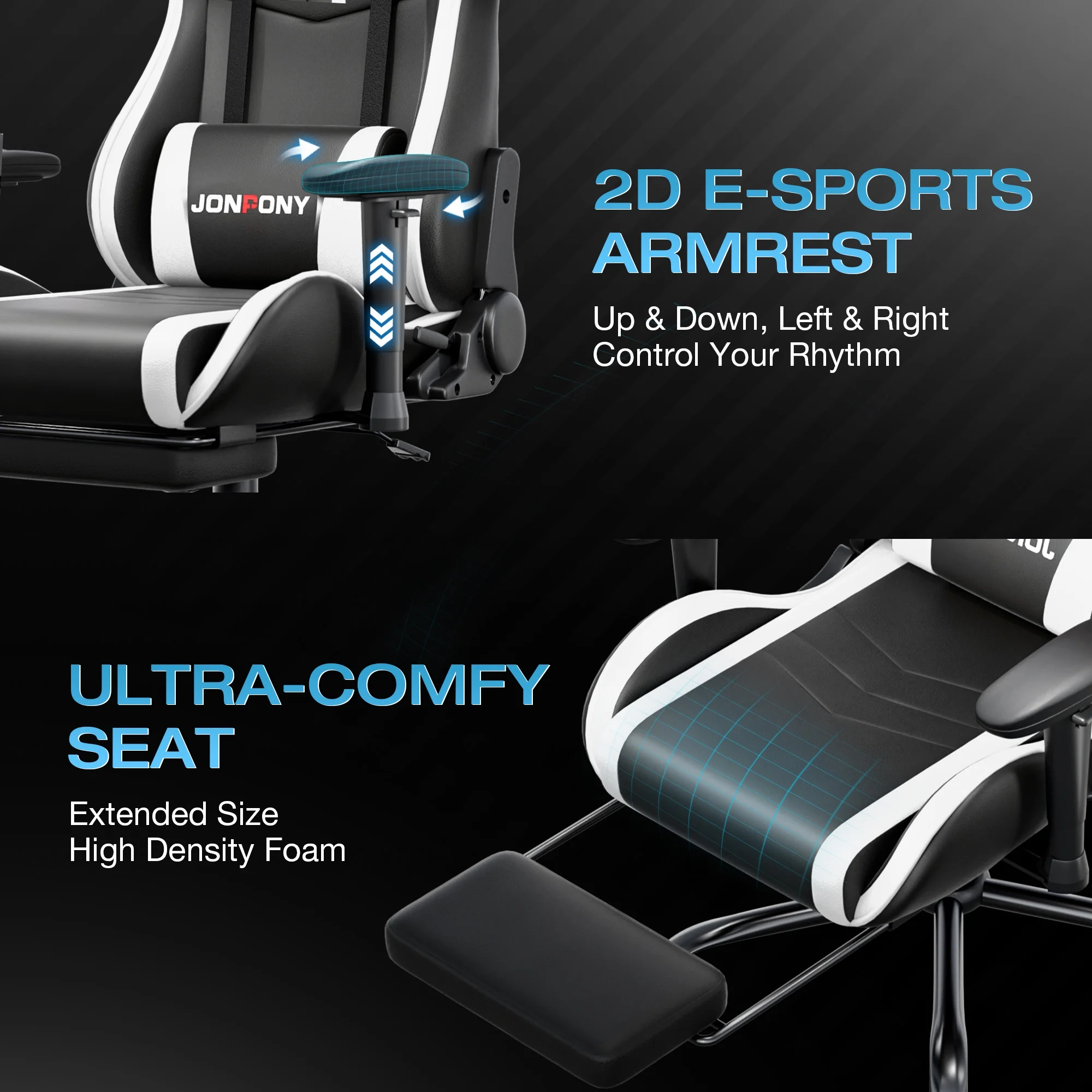 JONPONY Big and Tall 500LBS Gaming Chair, Ergonomic Design, Gamer Chair PU Leather with Footrest and Lumbar Support, High Back Office Chair Support 8 Hours Long Sitting, Computer Chair,Red - Image 54