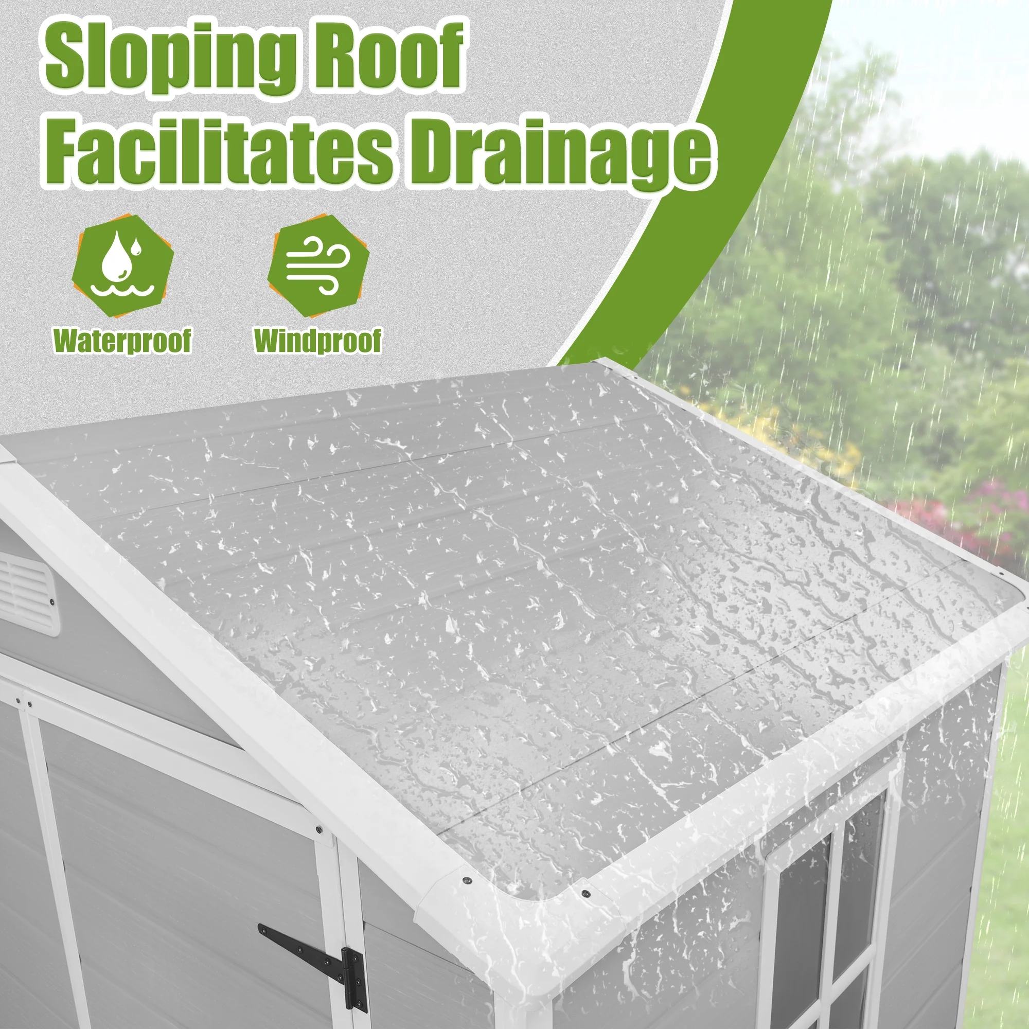 Enyopro 306Gal Outdoor Storage Shed, Horizontal Resin Shed, Resistant Tool Plastic Shed for Storage of Bike/Garbage Cans/Garden Tools/Lawn Mowers - Image 23