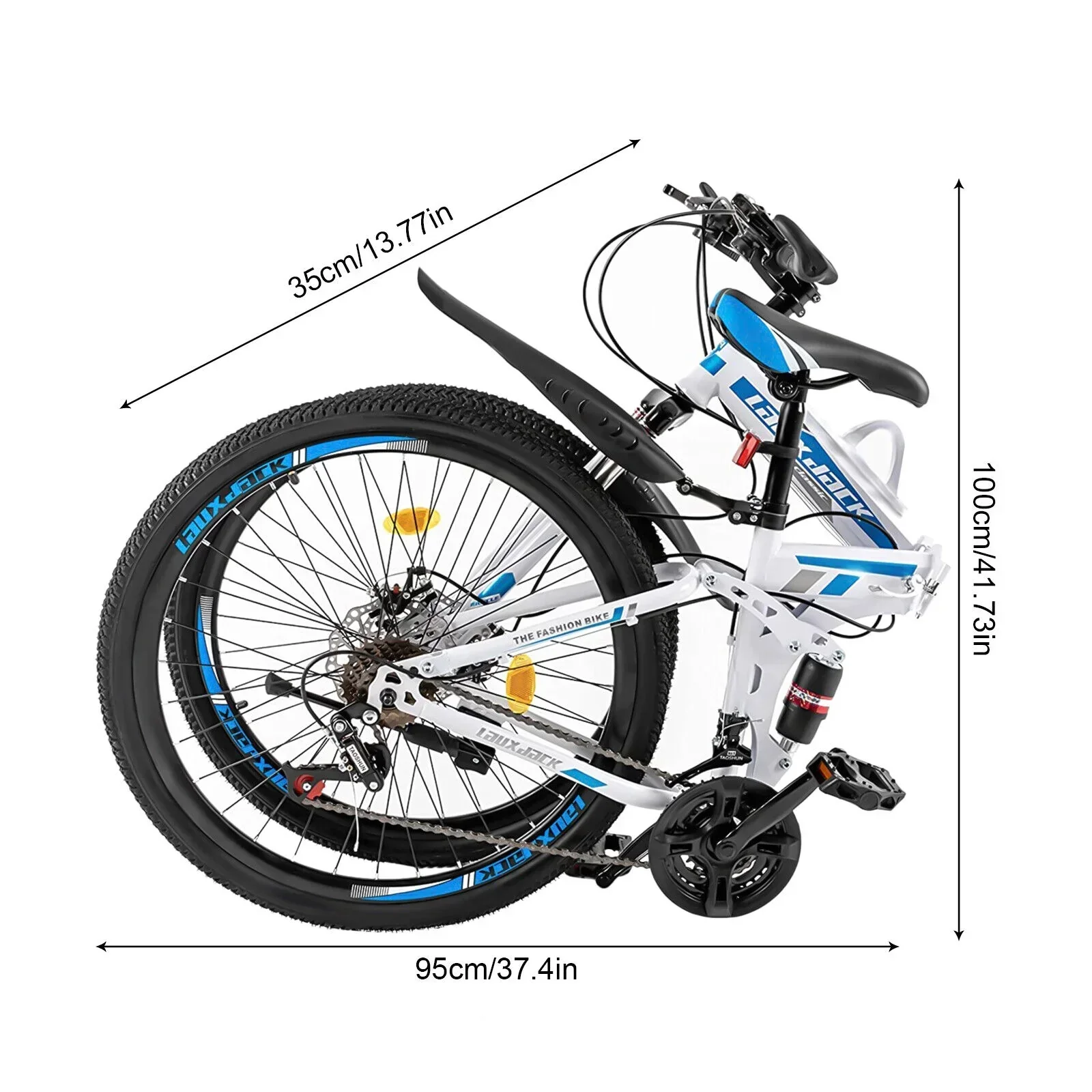 Outroad 26 inch 21 Speed Full Suspension Folding Mountain Bike, High-Carbon Steel, Double Disc Brakes - 120kg Capacity - Image 3 Outroad 26 inch 21 Speed Full Suspension Folding Mountain Bike, High-Carbon Steel, Double Disc Brakes - 120kg Capacity - Image 3