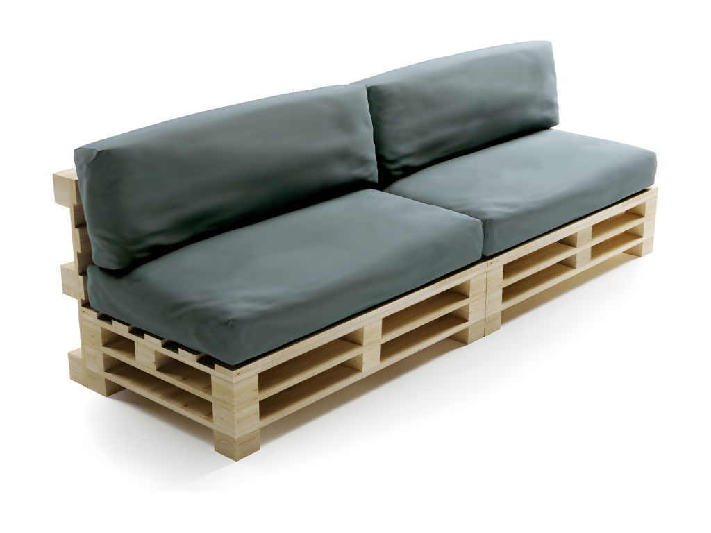 Cojines desenfundable para palets lote x2 de poliéster Hogarmagic  120x80cm/120x40cm gris oscuro