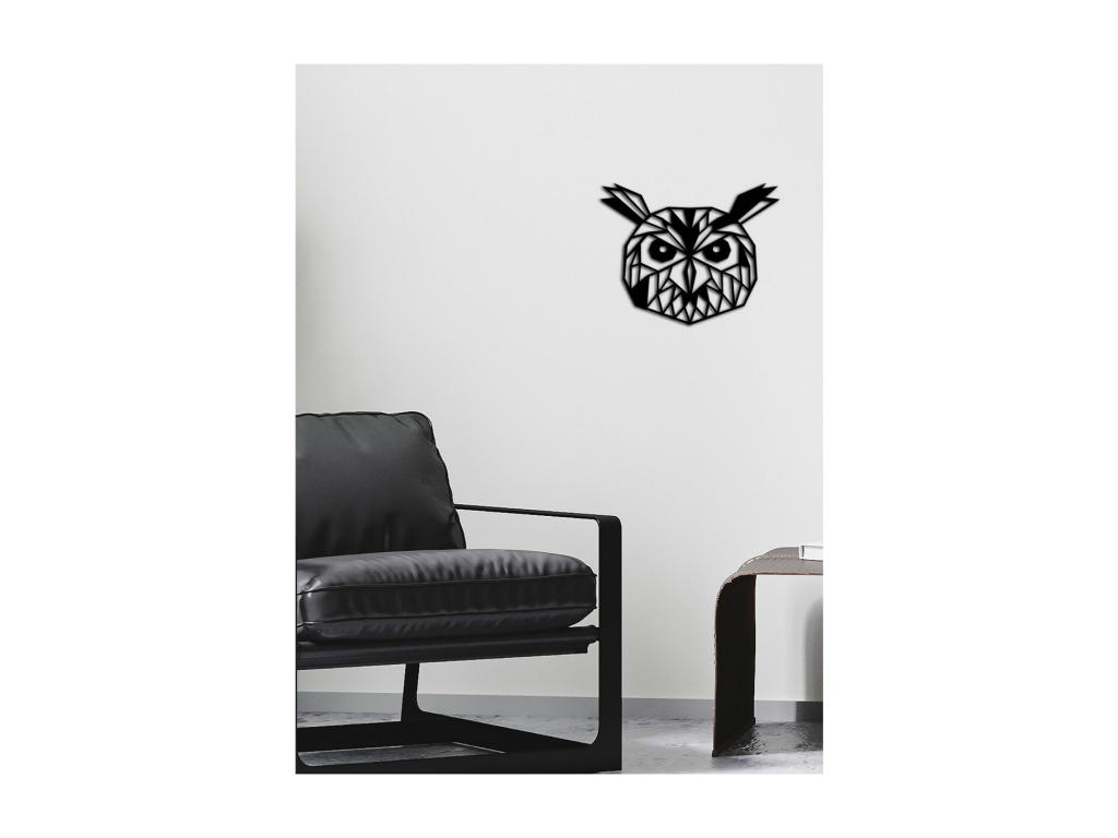 Decoración de Metal Búho 1, Negro, 40x0,15x32 cm, Casaplu