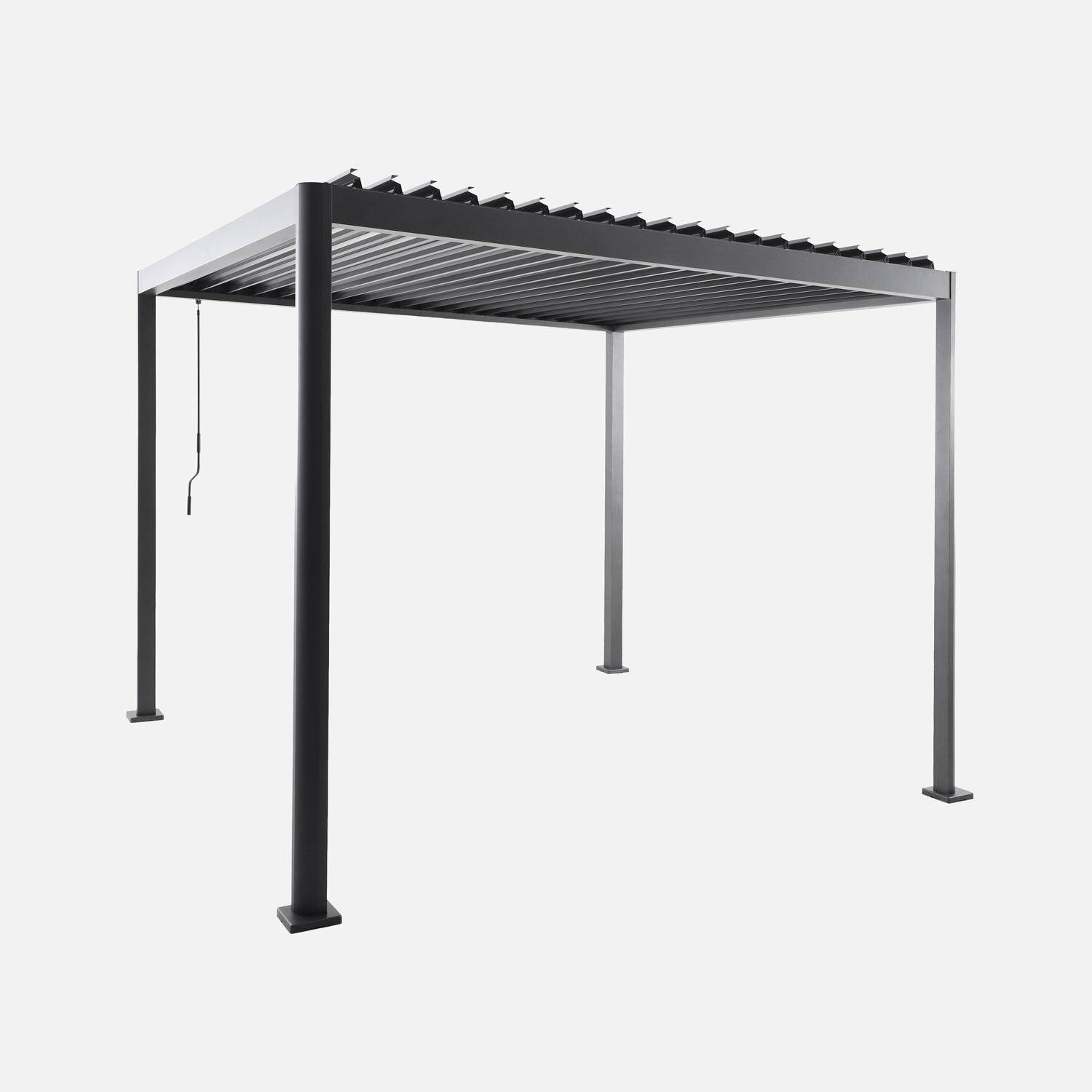 Imperial 3x3m - Pérgola bioclimática 3x3m de aluminio y acero con lamas orientables y pies redondeados