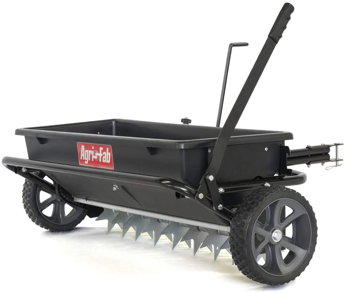 100 lb. Tow-Behind Lawn & Garden Spiker/Seeder/Drop Spreader for Seed,Fertilizer, Salt, Ice Melt; Designed to Pull Behind Lawn & Garden Tractors