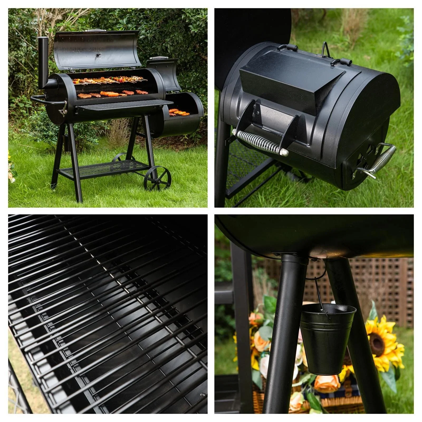 Summit Living Charcoal Grill with Offset Smoker 941 sq.in. Extra Large BBQ Grill Black - Image 9