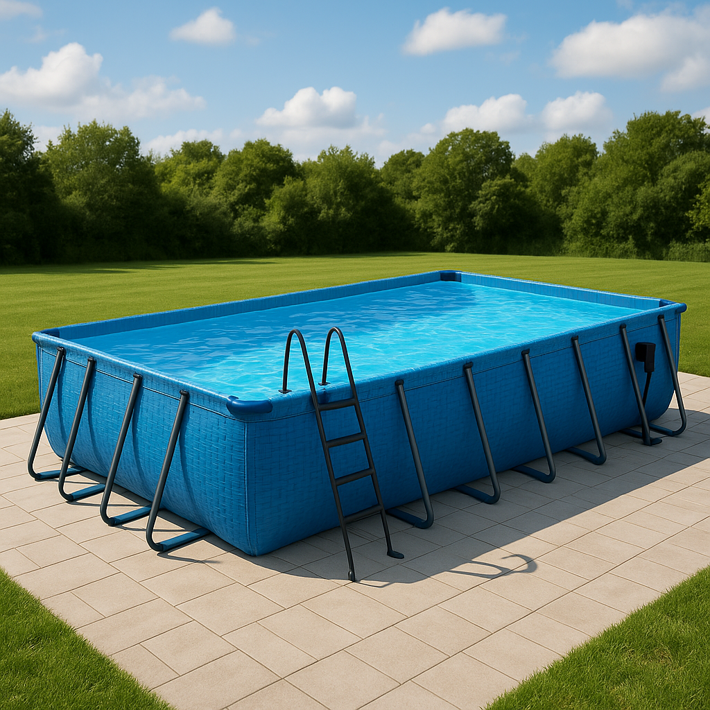 piscina tubular rectangular, piscina desmontable rectangular azul profundo, azul profundo, metal y PVC, jardín y exteriores, 732x366x132 cm