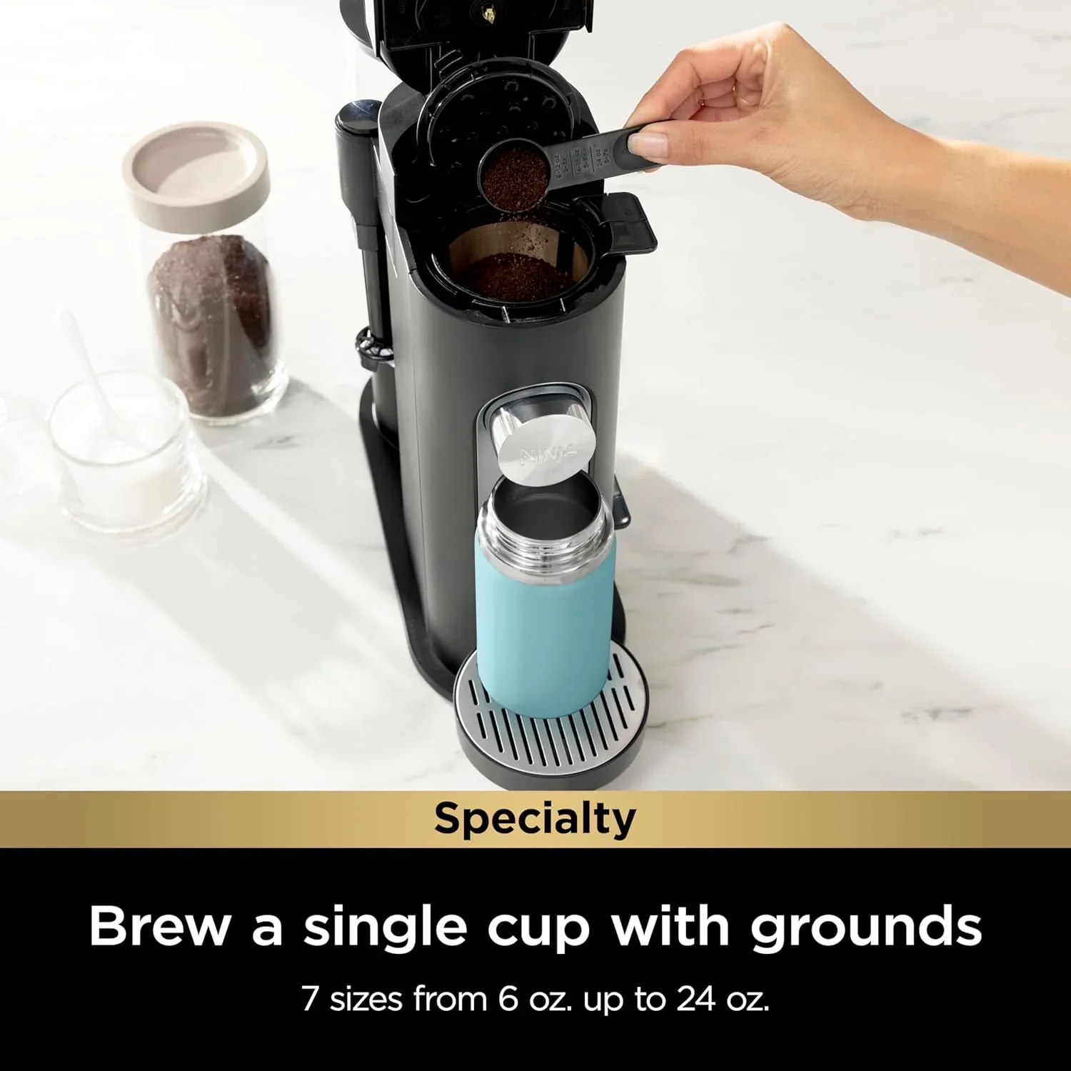 Ninja Coffee Maker Single Cup Brews with pods and grounds K-Cup compatible 4 brewing methods