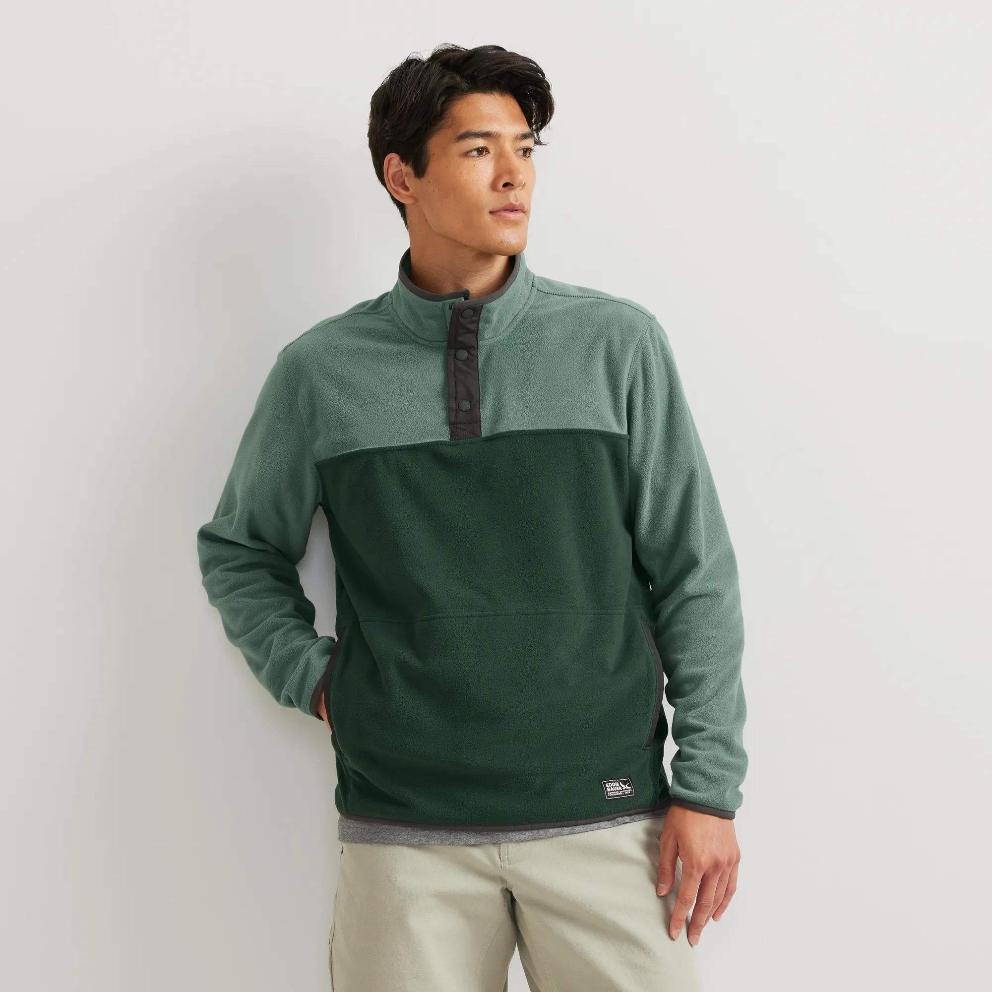 Men's Chutes Fleece Snap Mock Pullover - Eddie Bauer Outlet