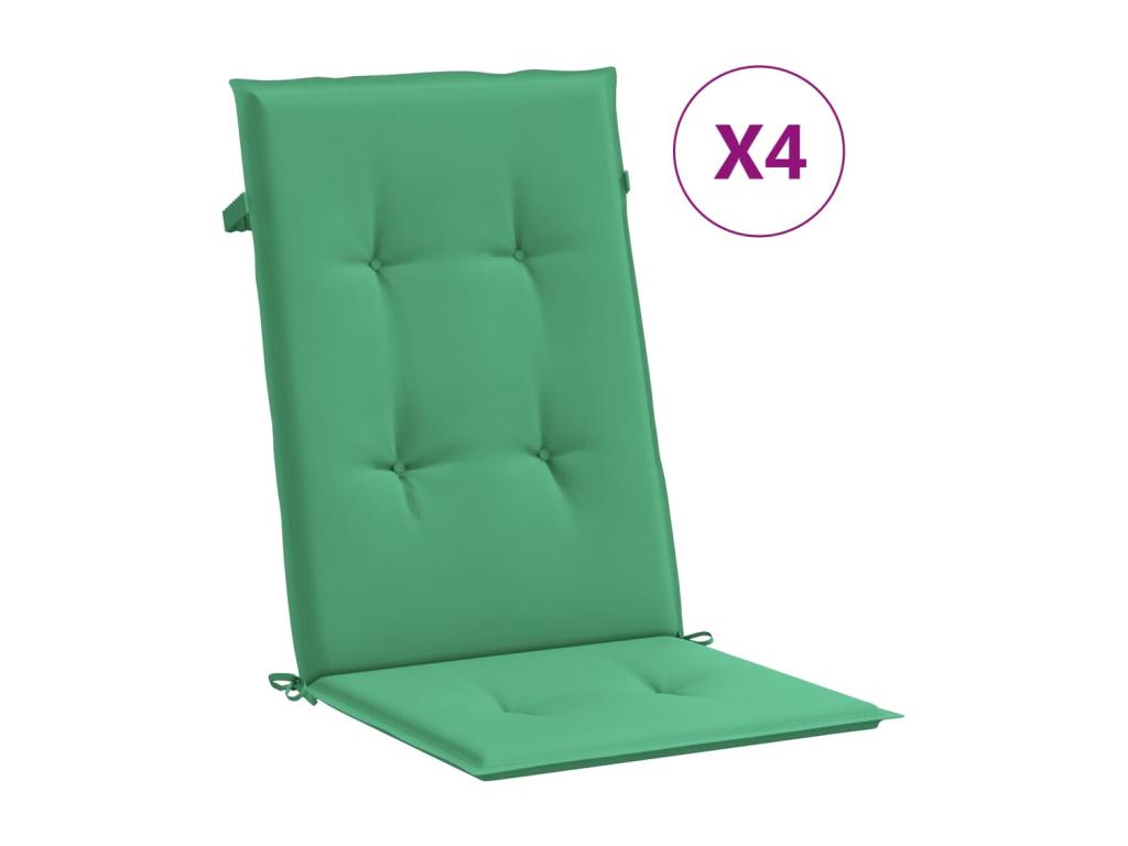 Cojín silla de jardín respaldo alto 4 unidades tela verde 120x50x3cm