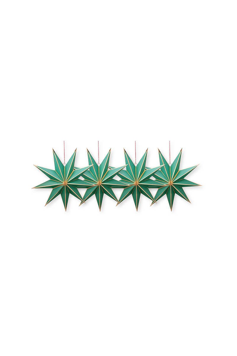 Christmas Star Set/4 Paper Green 20cm