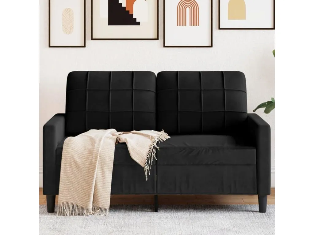 Sofá de 2 plazas terciopelo negro 120 cm zxop31883