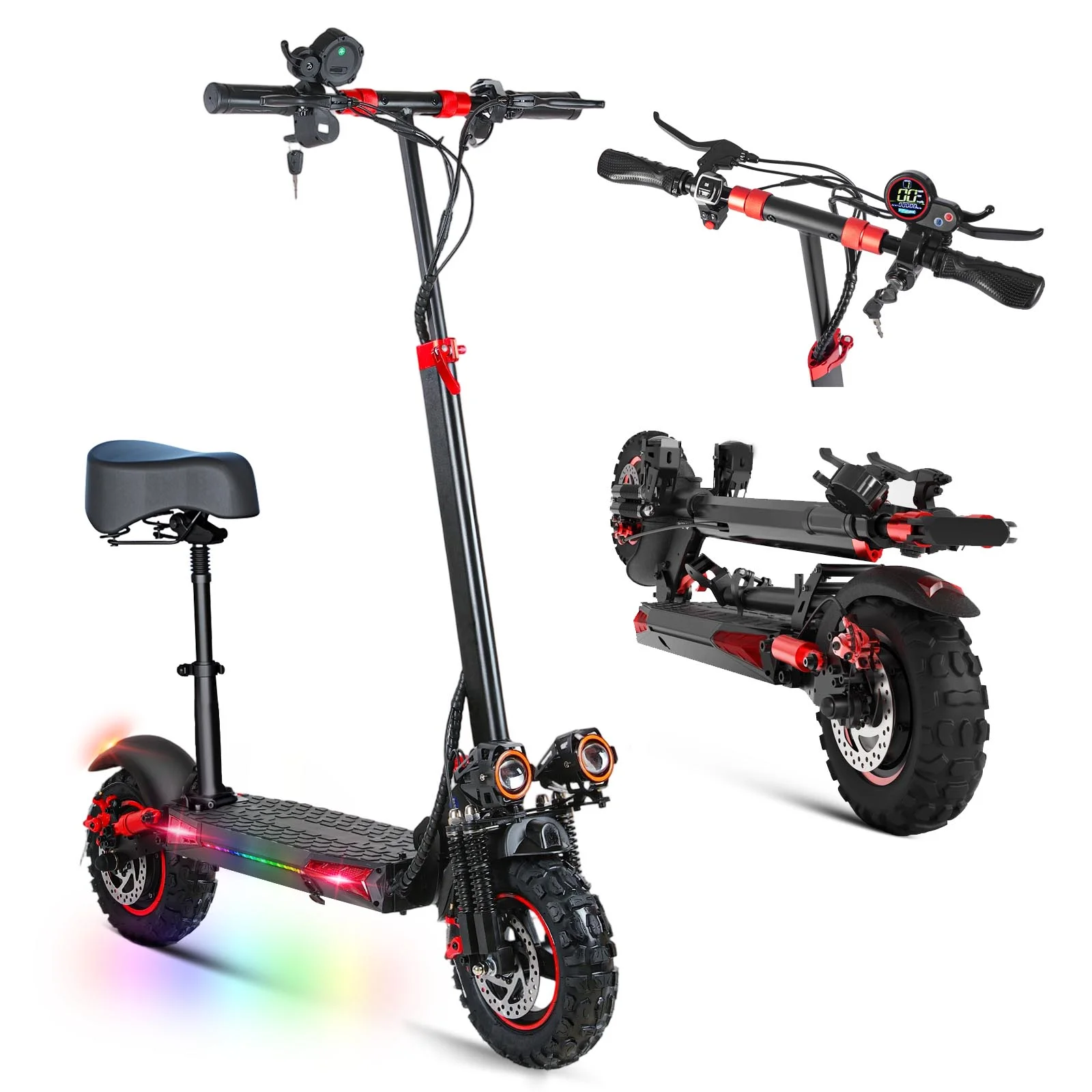 MIWEN 11'' Offroad Electric Scooter for Adult with Seat-1200W Motor up to 34MPH,30-34Miles Long Range Fast Electricscooter-48V 21Ah Foldable Escooter - Image 8