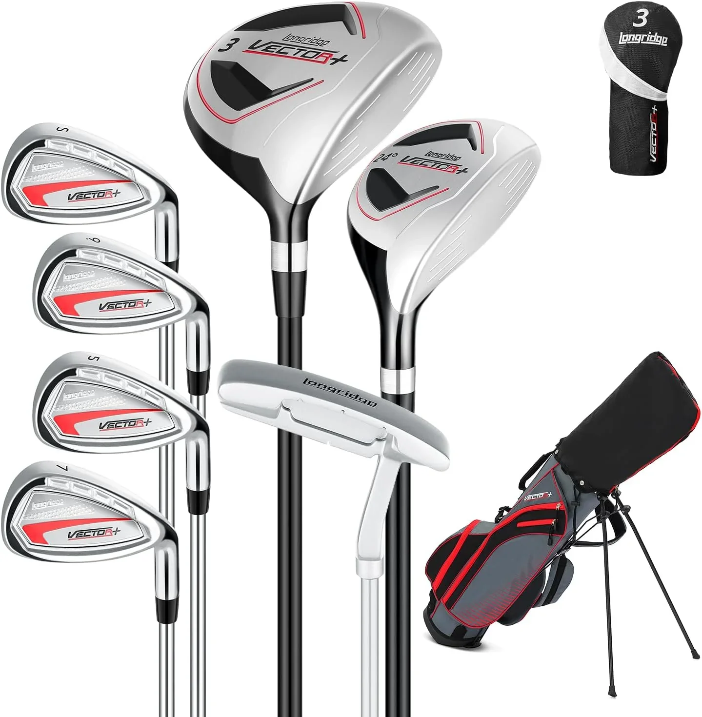 XDriveMax Complete Men's Golf Club Set With Stand Bag and Rain Cover - Left Hand Red - Image 2 XDriveMax Complete Men's Golf Club Set With Stand Bag and Rain Cover - Left Hand Red - Image 2