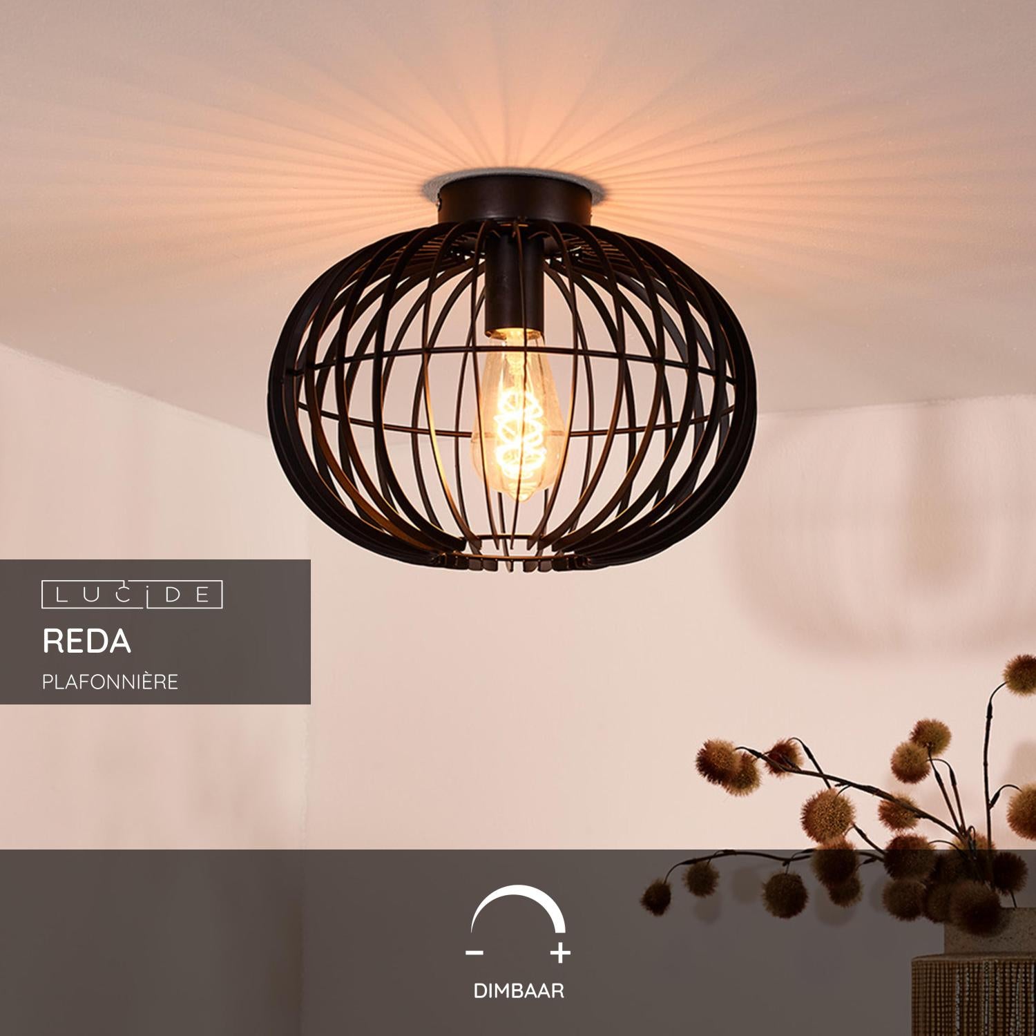 Lucide REDA Plafonnière - Zwart