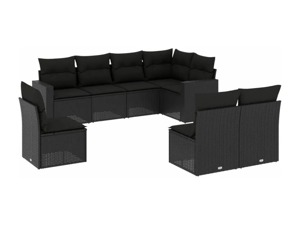 Set de Sofás de Jardín 8 Piezas y Cojines Ratán Sintético Negro ZF8260228