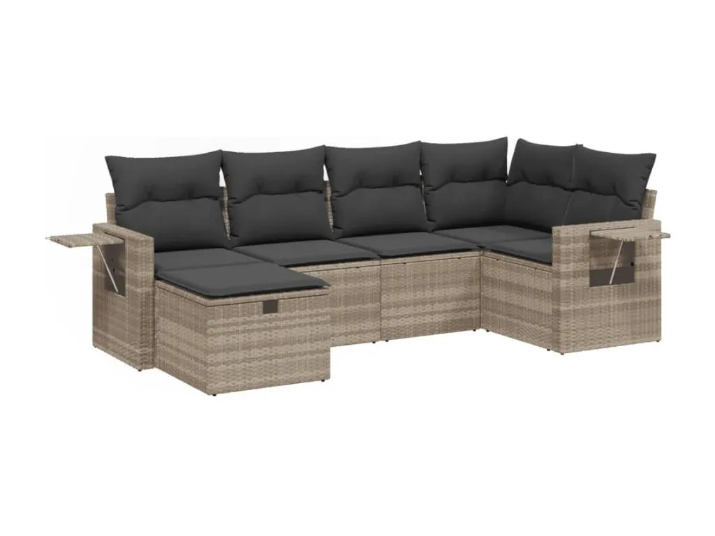 Set de sofás de jardín 6 pzas y cojines ratán sintético gris 40450UKKP