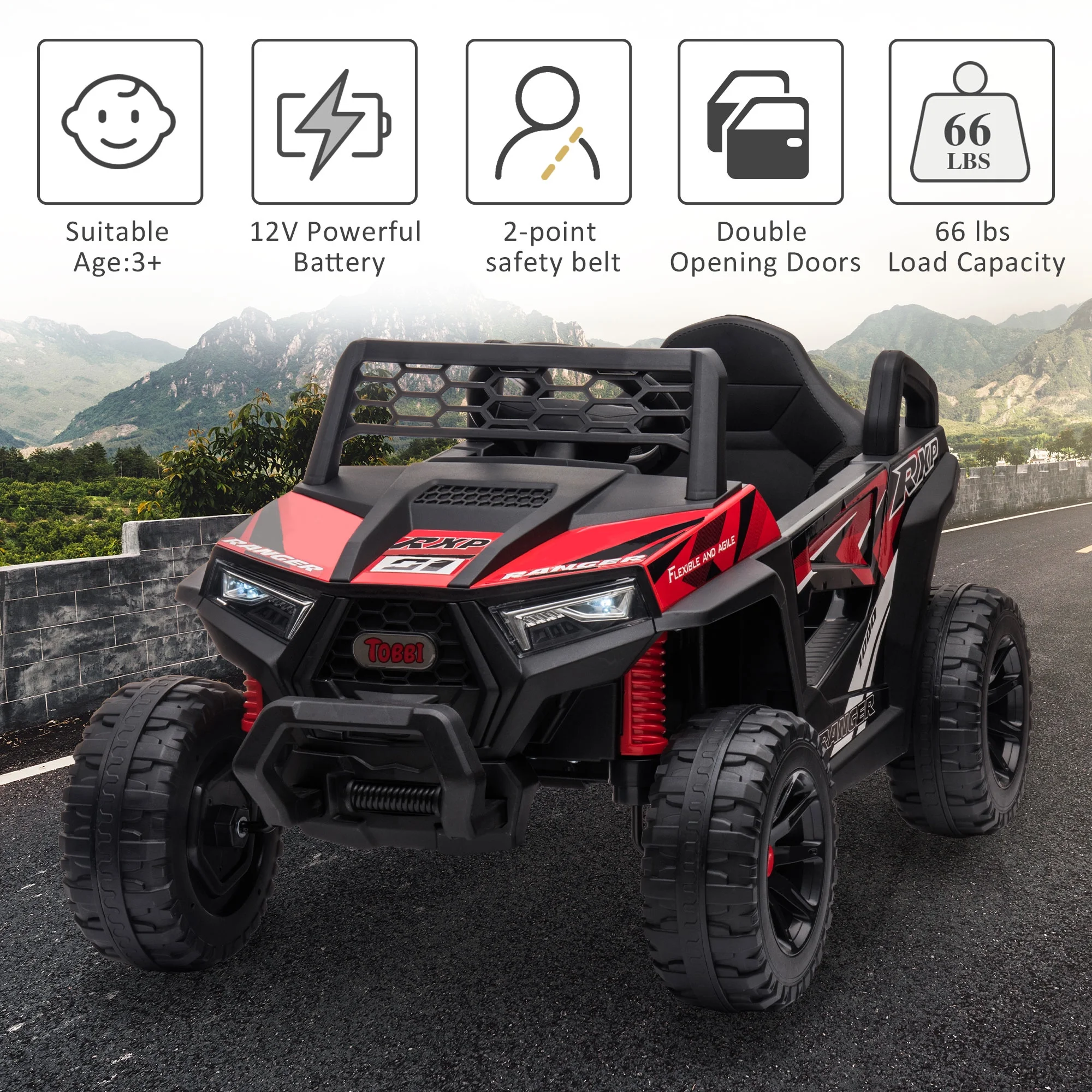 TOBBI 12V Kids Electric off-Road UTV Truck Car Battery Powered Ride on Toys for Girls with LED Headlights, Music, Horn - Image 49