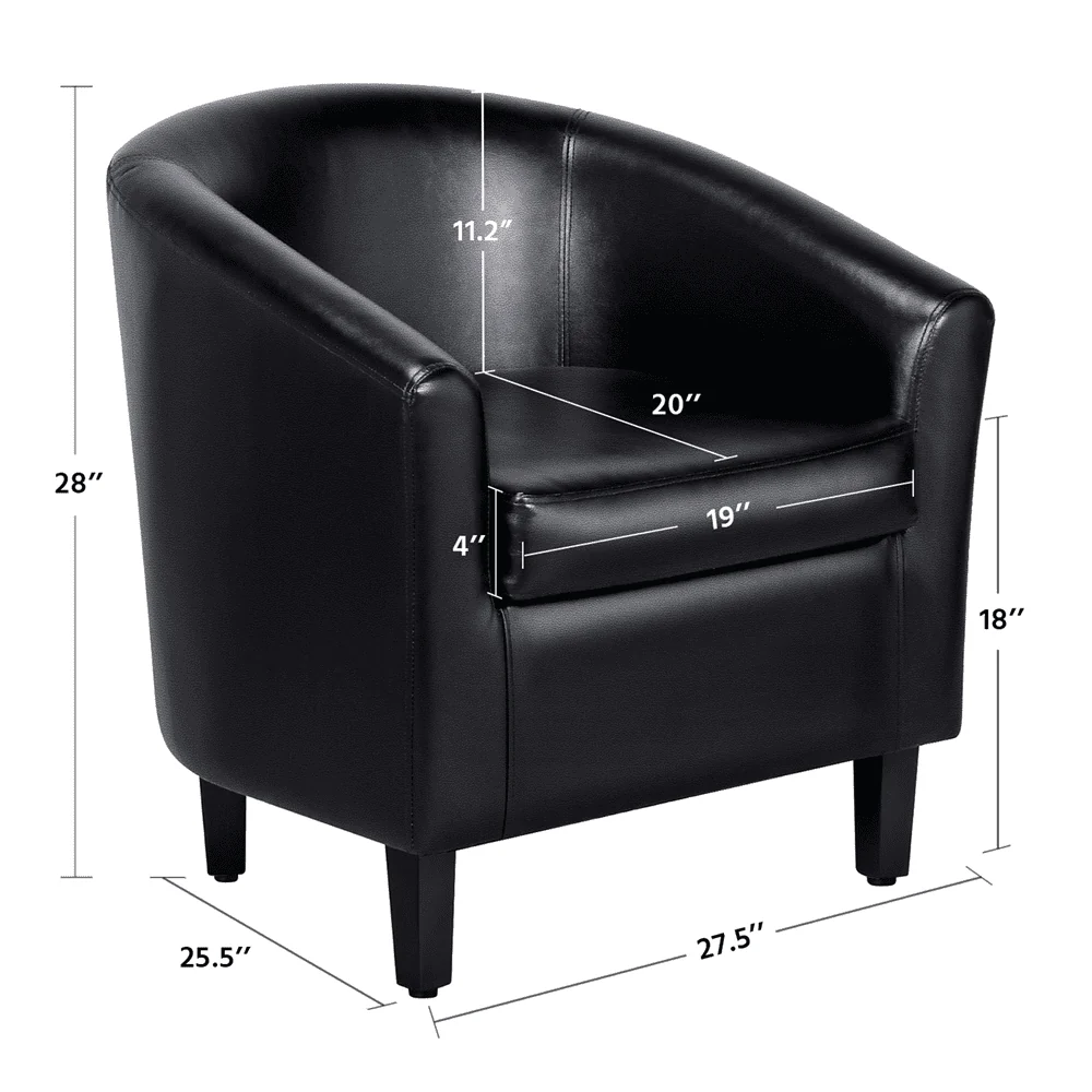 Yaheetech Faux Leather Accent Arm Chair For Living Room, Black - Image 5